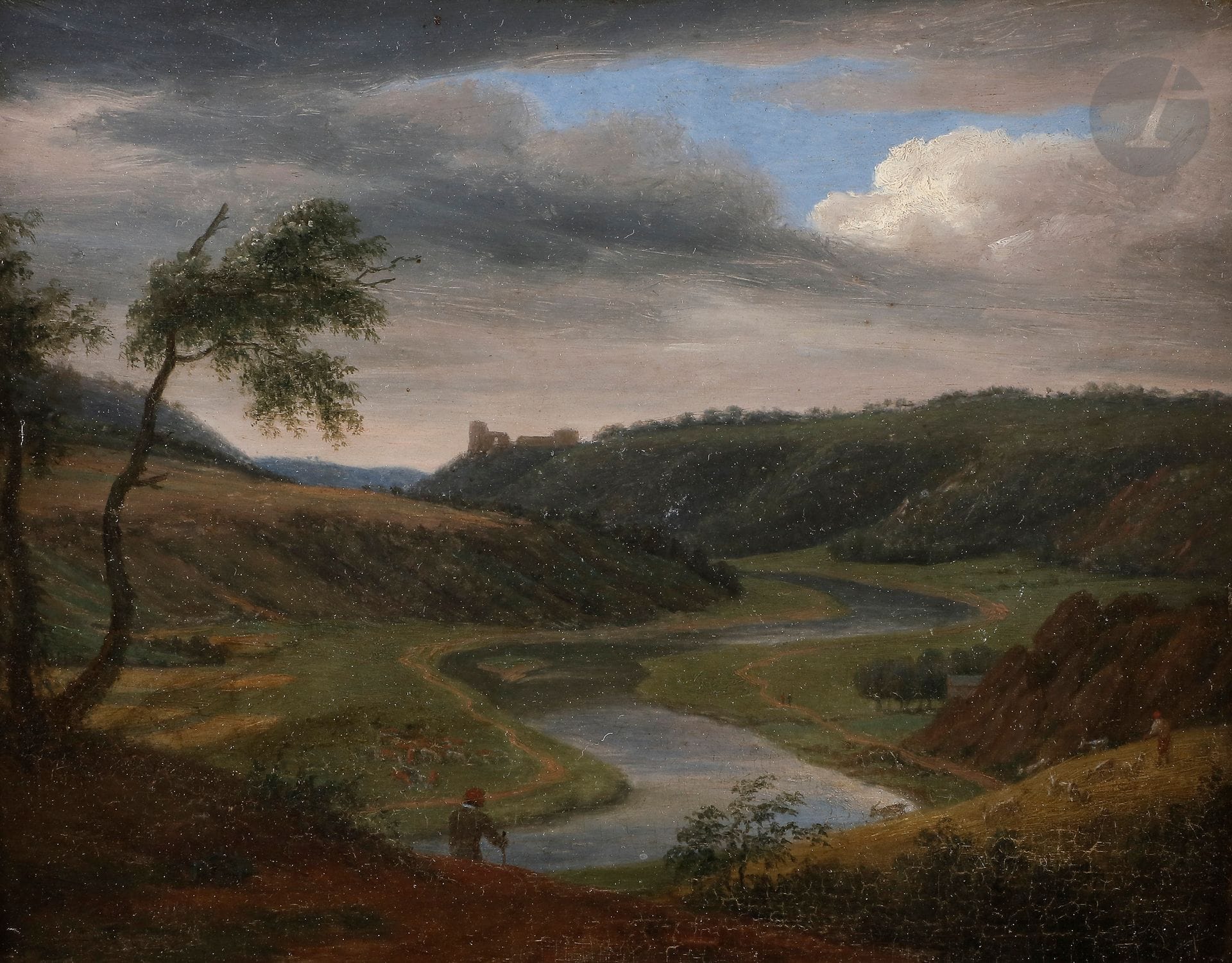 école française vers 1800
La Meuse près de Nauzon
Panneau.
22 x 17 cm