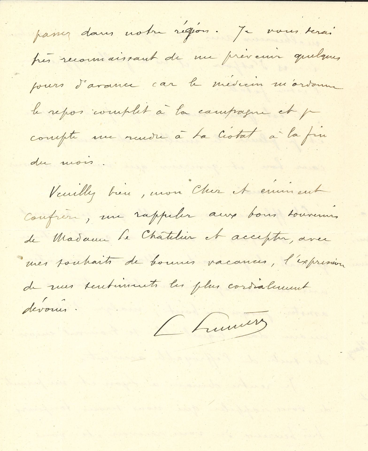 Louis LUMIèRE (1864-1948) photographe et inventeur du cinématographe. L.A.S., Paris 7 juillet 1921, à Henry Le Châtelier ; 3 pages in-8 à en-tête du Grand Hôtel.

 À propos de Jules Carpentier, ingénieur, inventeur et fabricant des cinématographes de Lumière, mort le 26 juin à Joigny, dans un accident de voiture.
 Le télégramme de Le Châtelier lui est parvenu à Paris : sa pensée l’a vivement touché. « J’ai été au courant jour par jour et presque heure par heure de l’état de notre malheureux ami et après avoir eu quelques lueurs d’espoir, il m’a fallu apprendre l’issue fatale. C’est pour moi un profond chagrin et je pleure le meilleur des amis, le cœur bon et généreux que vous connaissiez comme moi. L’affluence considérable qui se pressait à ses obsèques a montré de quelle estime générale il jouissait. Madame Carpentier avec un courage admirable a tenu à y assister jusqu’au bout, malgré l’état précaire dans lequel elle se trouvait encore, des suites de l’effroyable accident »…