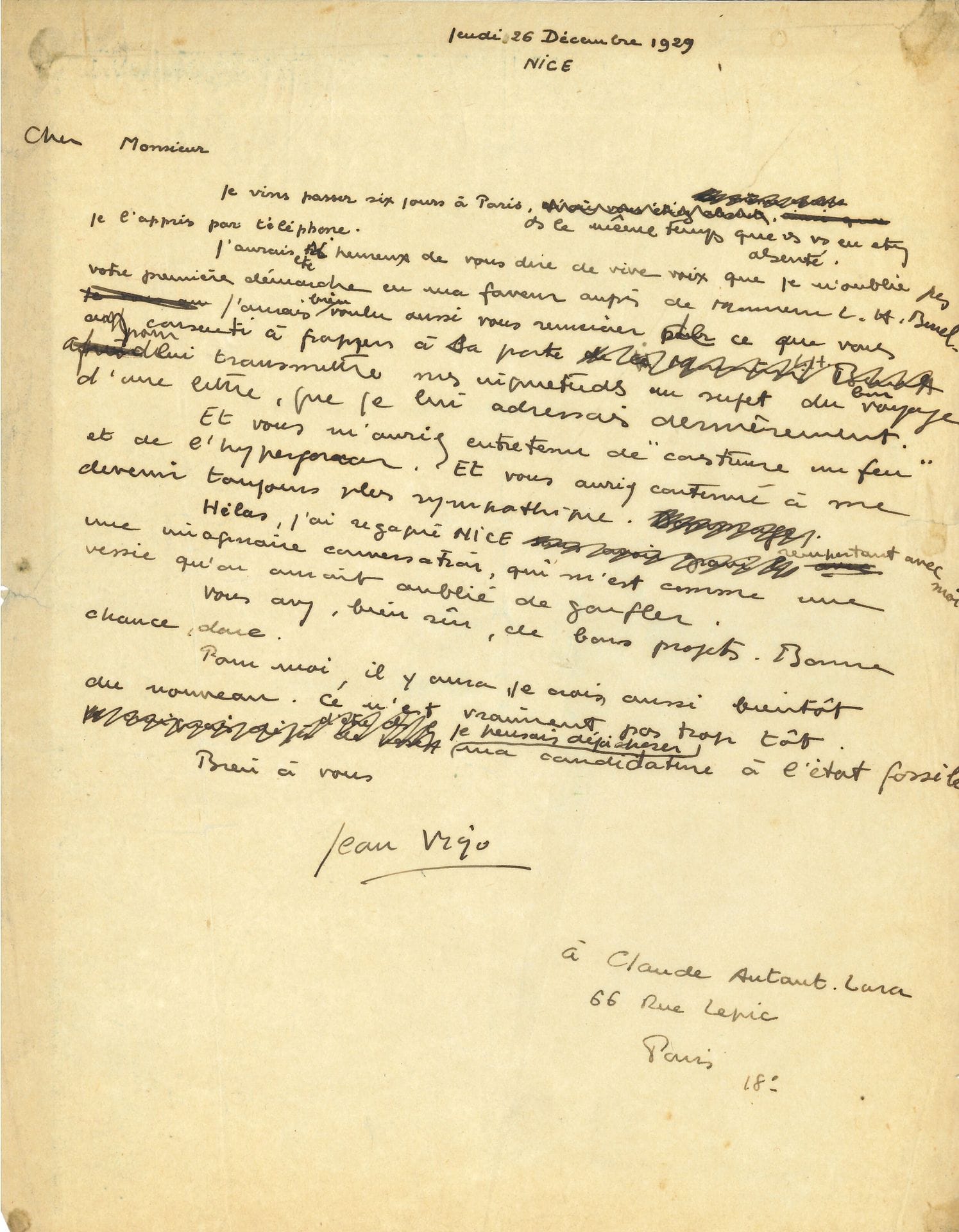 CINÉMA. 22 lettres, cartes ou pièces, la plupart L.A.S. ou cartes autographes, plusieurs adressées à Roger Cornaille à la librairie Le Minotaure (2 rue des Beaux-Arts).

 Akakia-Viala (à Nicolas Bataille, 1949), Pierre Decourcelle, Louis Delluc, Marlene Dietrich (photo signée avec remerciement au dos), Simone Dubreuilh (article dactyl. sur le Manon de Clouzot), Charlton Heston (2 dédicaces), Francis Lacassin, Marcel L’Herbier (à M.F. Gaillard), Jean Mitry, Maurice Noverre (Le Nouvel Art cinématographique, 1930), Josette Reynaud (à propos de Marey), Jean Seberg, Pierre Tchernia, François Truffaut, Agnès Varda, Jean Vigo (à Claude Autant-Lara, 1929), etc.