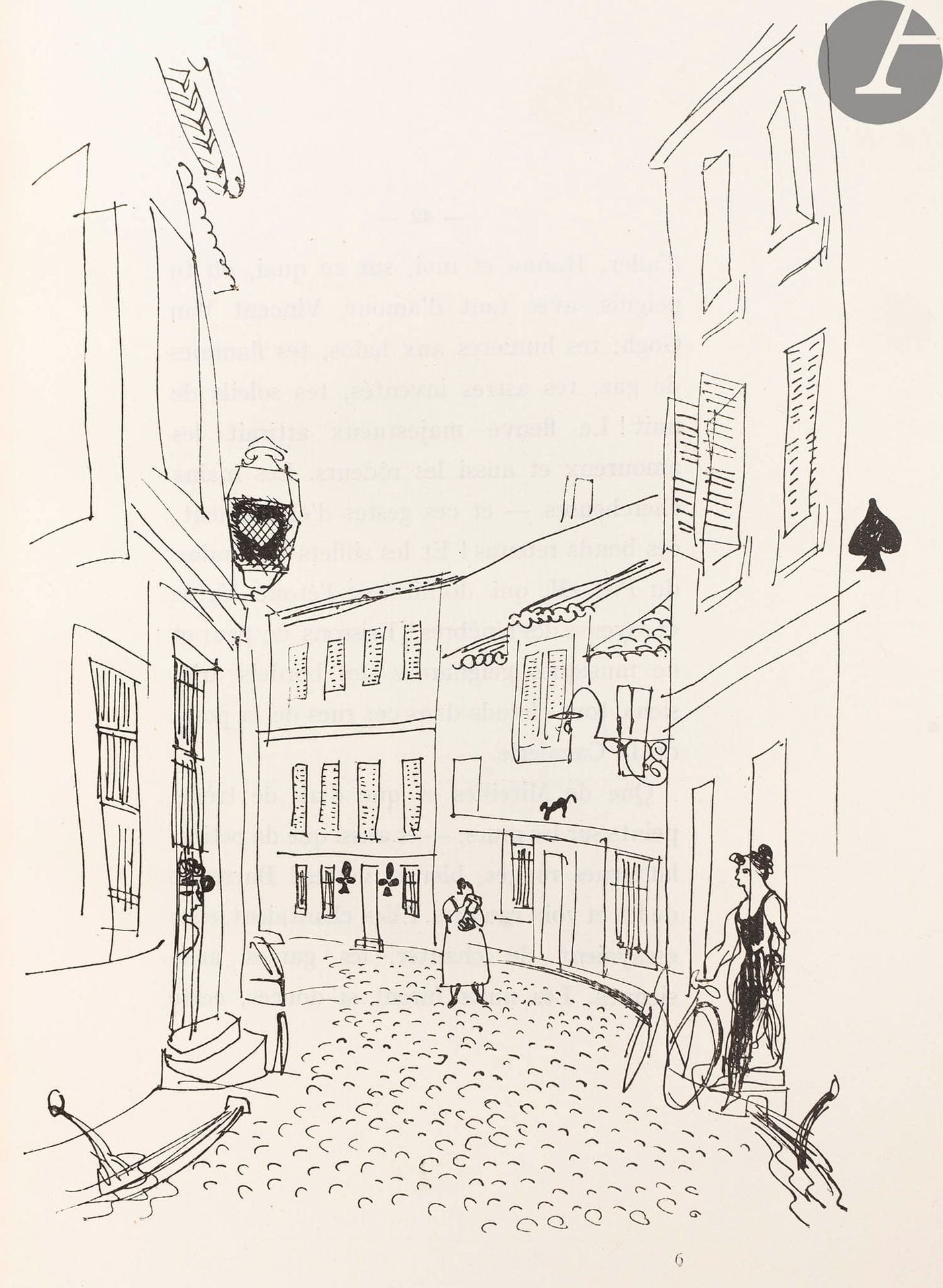 COQUIOT (Gustave) - DUFY (Raoul).
La Terre frottée d’ail.
Paris : André Delpeuch, 1925. — In-4, 255 x 195 : 264 pp., (2 ff.), 22 planches, couverture imprimée. Maroquin havane clair, vue du port de Marseille dessinée aux filets à froid sur les plats et le dos, pastille de maroquin bleu clair entourée de filets à froid en bandes et du nom de Marseille en lettres à froid sur le premier plat, dos lisse orné d’un carré de maroquin bleu clair, doublures et gardes de soie bleu clair, doubles gardes, non rogné, couverture et dos conservés, chemise à dos et bandes à rabats de maroquin havane clair, étui (A. Poncelet). 

Édition originale et premier tirage des 101 compositions en noir de Raoul DUFY, dont 22 hors texte. C’est sans aucun doute l’un des livres les plus séduisants illustrés par Dufy.
Un des 116 exemplaires réimposés au format in-4 couronne, celui-ci faisant partie des 100 numérotés sur vélin d’Arches (n° 94).
Très bel exemplaire, bien relié.