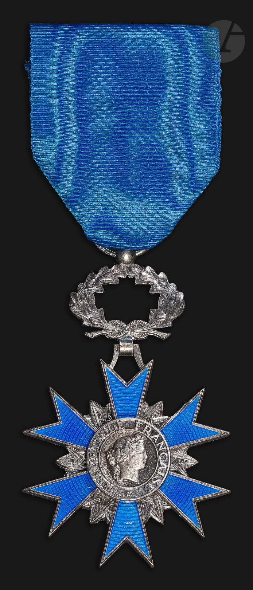 FRANCE
ORDRE NATIONAL DU MÉRITE
- Étoile de chevalier. En argent et émail. Poinçon au crabe. Dans son écrin de la Maison Arthus Bertrand. SUP.
60 x 40 mm - Poids brut: 25 g
- Étoile d’officier. En vermeil et émail (cheveu). Poinçon de la Monnaie. Dans son écrin de la Monnaie. T.T.B.
55 x 38 mm - Poids brut : 29 g
Rubans.