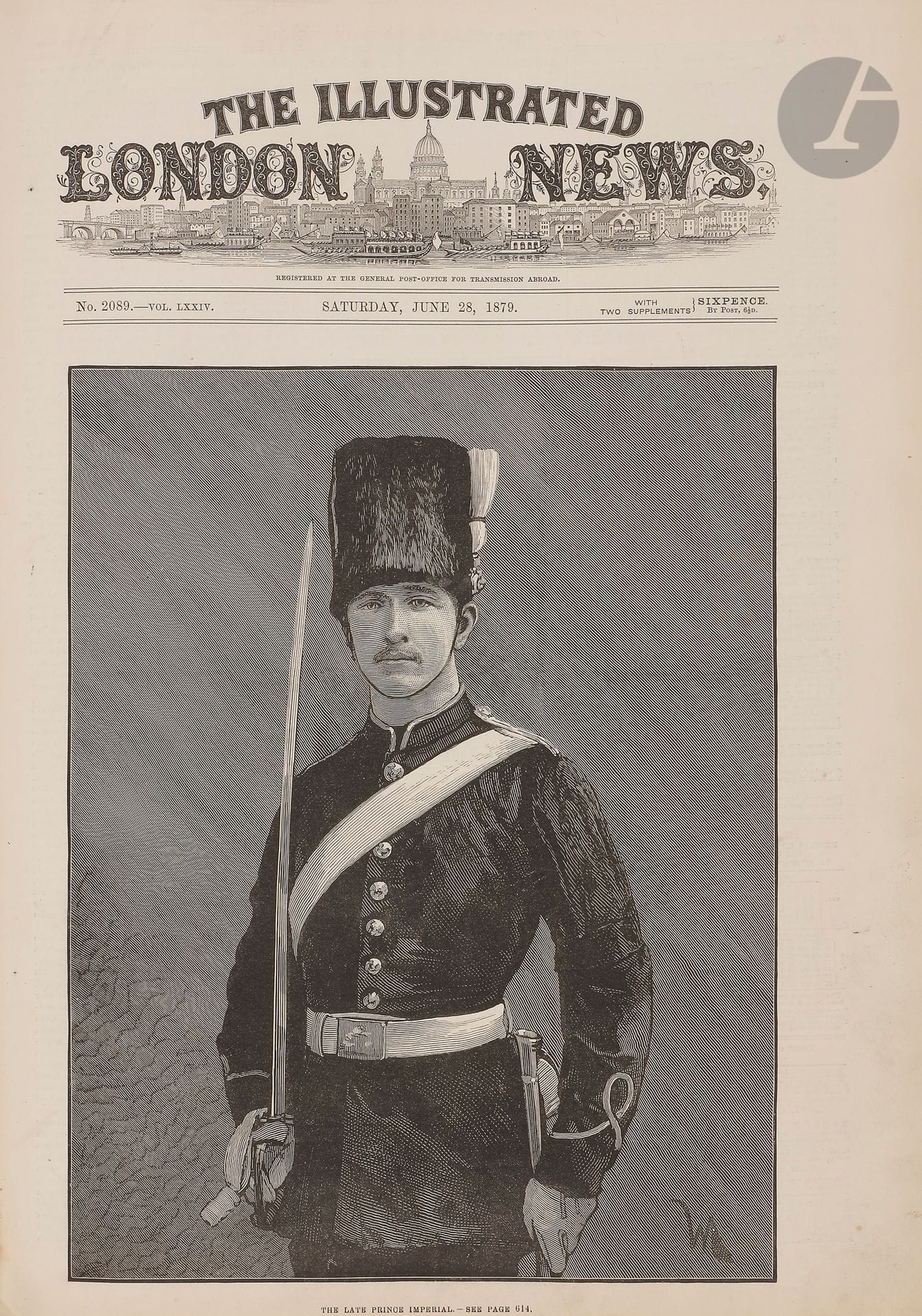 LE PRINCE IMPÉRIAL
Collection de « The Illustrated London News » consacrée aux récits de la mort du Prince (1879).
In-folio. Reliure demi-chagrin vert. Plats toilés bordeaux frappés des grandes armes impériales et de N couronnés (restauration).
Cet album provient d’Augustin FILLON et aurait appartenu à l’Impératrice Eugénie.
A.B.E.

Provenance :
Vente Ader, Paris, 30 octobre 1980, salle 8.