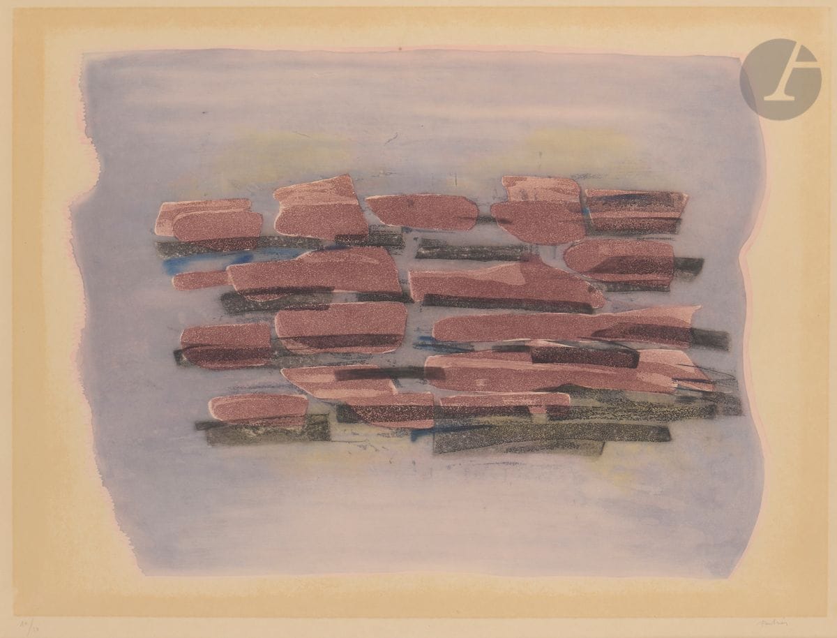 Jean Fautrier (1898-1964
)Ploughed landscape. 1963. 
Etching and aquatint in colours. 
Good proof on japon impérial, numbered and signed in pencil. Edition at 10 proofs on this paper. Final edition of 100 proofs.
Traces of yellowish oxidation around the subject.
Sight: 67 x 50,5 cm. 
Framed.

Bibliography :
Mason 283.








