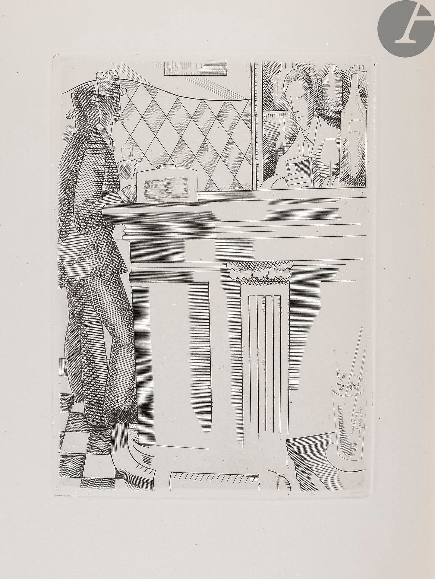 LABOUREUR (Jean-Émile) - TOYE (Nina) - ADAIR (A. H.).
Petits & grands verres. Choix des meilleurs cocktails recueillis par Nina Toye & A. H. Adair et mis en français par PH. Le Huby.
Paris : Au sans pareil, [1927]. — In-4, 241 x 190 : frontispice, (2 ff.), 131 pp., (3 ff. 2 derniers blancs), 9 planches, couverture illustrée. Broché, couverture rempliée.

Sylvain Laboureur, Catalogue complet de l’œuvre de Jean-Émile Laboureur, II, pp. 120 à 123, n° 342.

Édition originale française de ce recueil composé par Nina Toye et A. H. Adair et présenté comme traduit par Philibert Le Huby qui n’est autre que le pseudonyme de Jean-Émile LABOUREUR (1877-1943).

Il s’agit de l’un des premiers ouvrages à divulguer pour le grand public de véritables recettes de cocktails. L’édition américaine parut en 1925.
L’édition est superbement illustrée par Laboureur. Elle comprend 10 très belles compositions hors texte gravées à l’eau-forte et au burin ainsi qu’une composition en couleurs sur la couverture et 14 ornements en noir représentant des bouteilles, des verres, un shaker, un citron, etc.

Un des exemplaires de luxe au format in-4, les seuls à comprendre les hors-textes, celui-ci étant l’un des 225 numérotés sur vélin Montgolfier.
Exemplaire parfaitement conservé.
