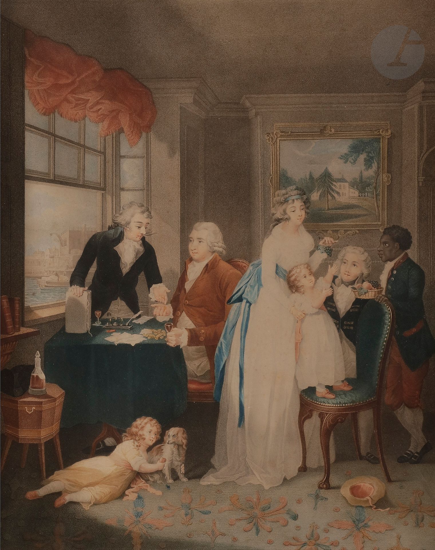 George MORLAND (1762/63-1804)
The Fruits of early Industry & Oeconemy; The Effects of Extravagance and Idlenes
Two aquatints.
Circa 1800.
Gilded wood frames and carved palmettes from the Restoration period.
Insulation, traces of humidity, a broken glass, some chips and frame restorations
65 x 51 (interior view), 78.5 x 65 cm (exterior view).