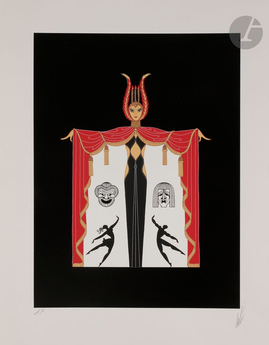 Romain de Tirtoff dit ERTÉ (1892-1990)
Broadway‘s in fashion, 1978
Sérigraphie en couleurs.
Signée et annotée « AP ».
Titrée au dos.
63 x 48 cm

Provenance : 
- Collection personnelle Erté.
- Collection Serge Leeman, ayant-droit d’Erté.
- Par descendance.