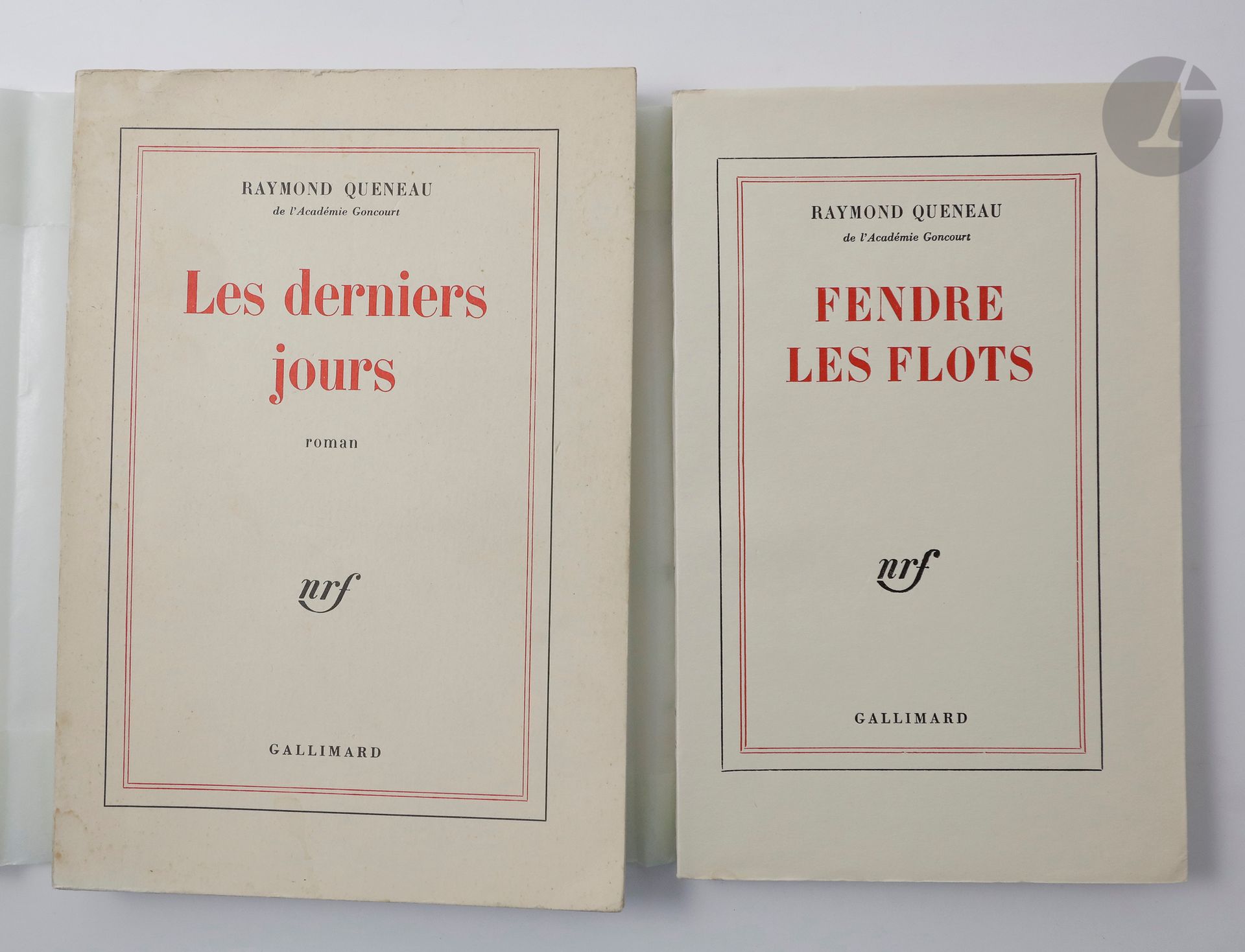 QUENEAU (Raymond).
Splitting the waves.
Paris: Gallimard, [1969]. - In-12, paperback, filled cover. 
Original edition. One of the 105 copies on Lafuma-Navarre pure thread vellum (#88), the only large paper after 35 on Dutch vellum.
Enclosed, by the same author :
- Les Derniers jours
.
Paris : Gallimard, [1977]. - In-8, paperback.
New edition. Copy on edition paper.





