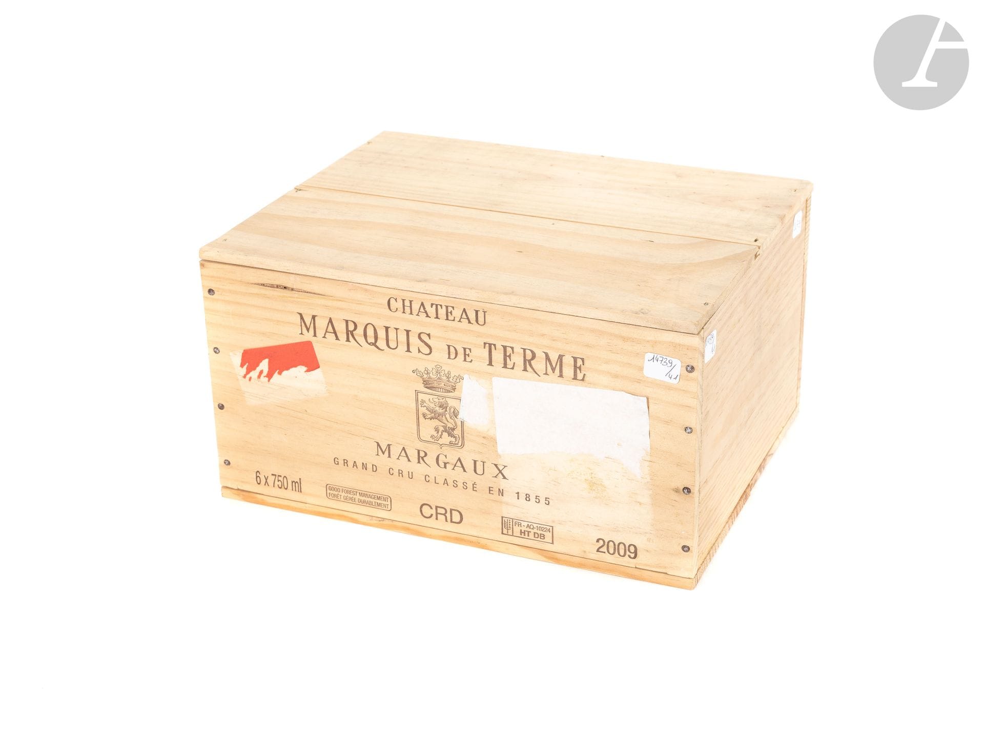 6 B CHÂTEAU MARQUIS DE TERME (Caisse Bois d'origine), GCC4 Margaux, 2009