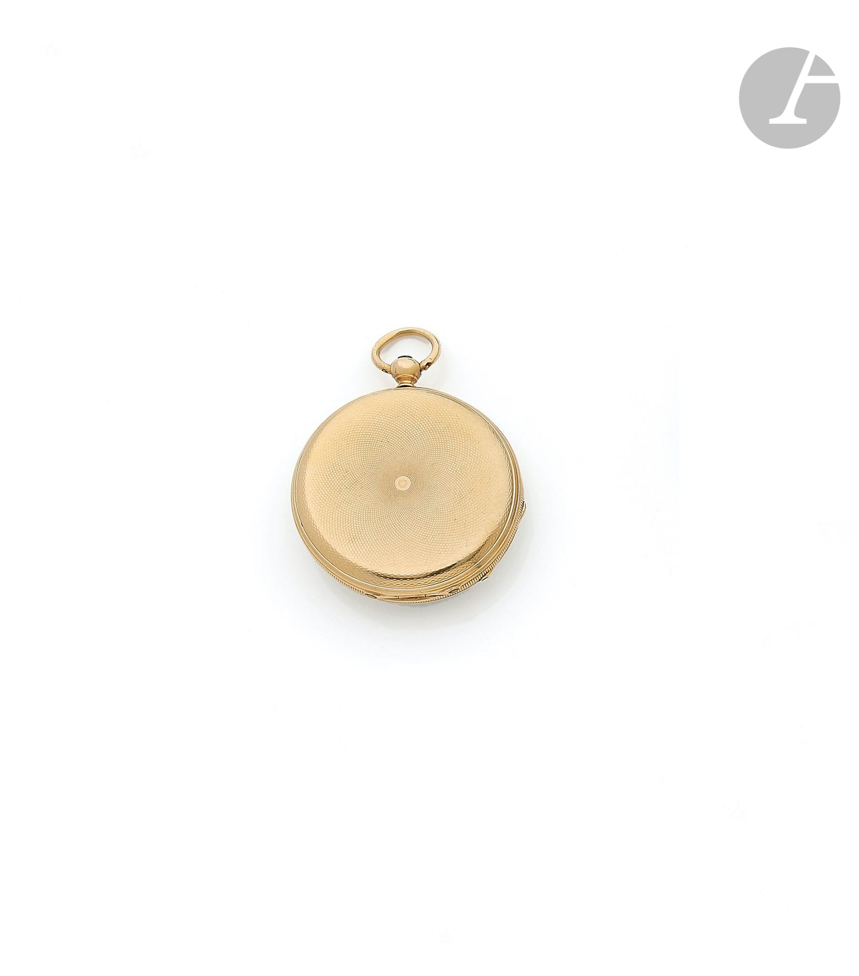 VACHERON & CONSTANTIN. Vers 1850
N° 78284
Montre de poche en or 18K (750 ‰), cadran émail blanc, index chiffres romains formant les heures, échappement à cylindre, boîtier à décor rayonnant. 
Boîtier et mouvement signés. 
Diamètre : 32,6 mm
Poids brut : 26 g