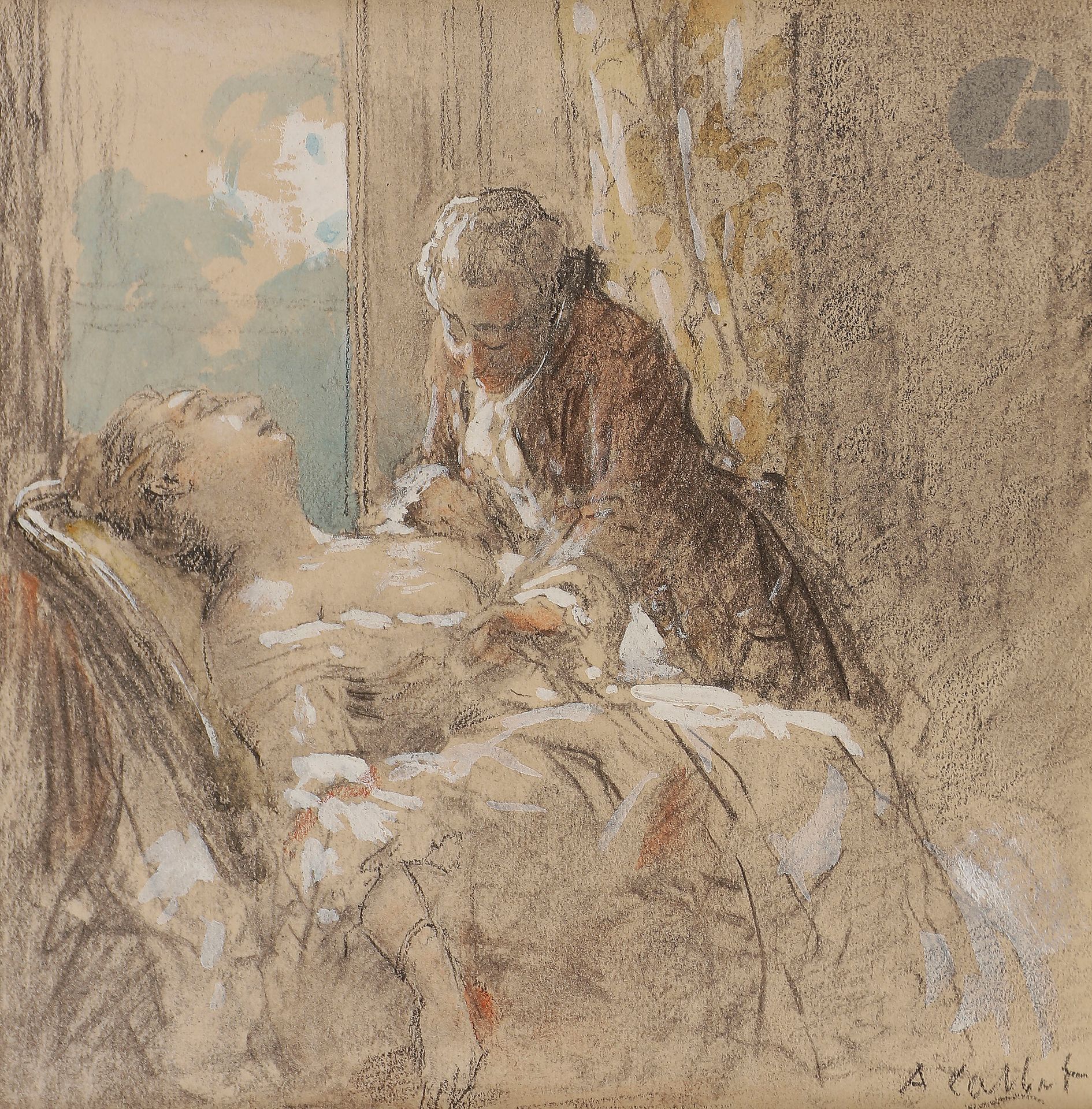 Antoine CALBET (Engayrac 1860 - Paris 1942)

La Culbute - Les Yeux doux

2 aquarelles sur crayon noir et rehauts de gouache blanche.

Signées.

11,5 x 13,5 cm environ chacune