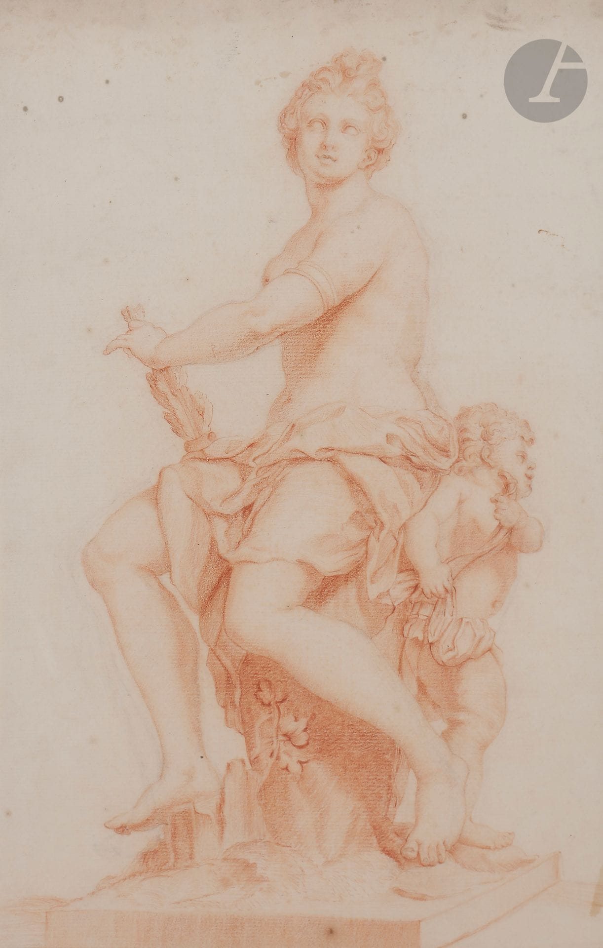 FLEMISH SCHOOL of the 18th century

Study sheet after a sculpture by Nicolas Coustou: Diana and Love

Sanguine and estompe.

(Traces of repentance in black pencil on the lower left).

35 x 22,5 cm