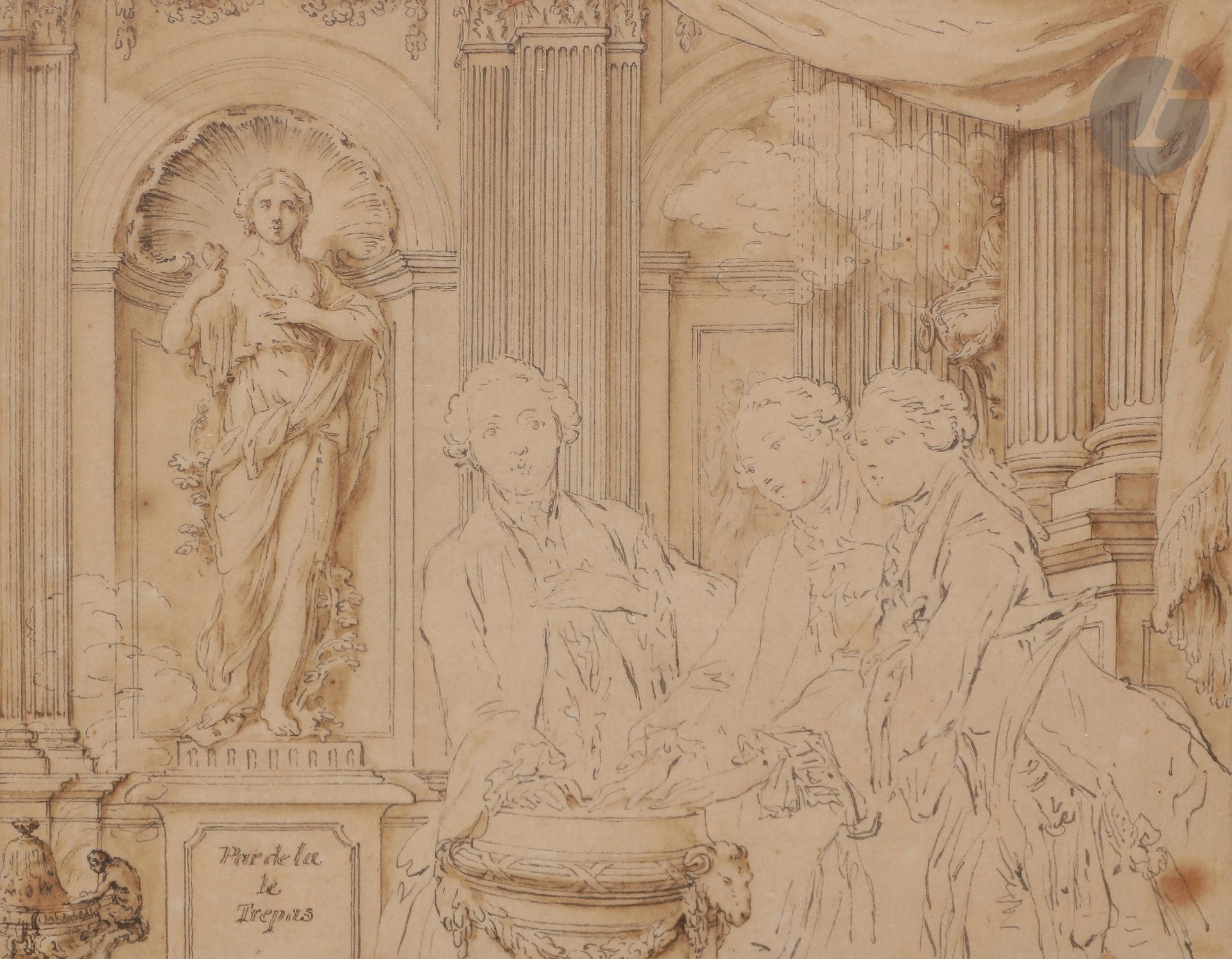 Hubert-François GRAVELOT (Paris 1699 - 1773)

Le Serment d’amitié

Plume et encre noire, lavis brun, passé au stylet.

Annotée dans le bas « Par de la le trépas ».

11,5 x 15 cm



Provenance :

Collection de Monsieur Louis Metman, , conservateur du musée des Arts Décoratifs de Paris ayant participé à sa fondation (étiquette au dos).
