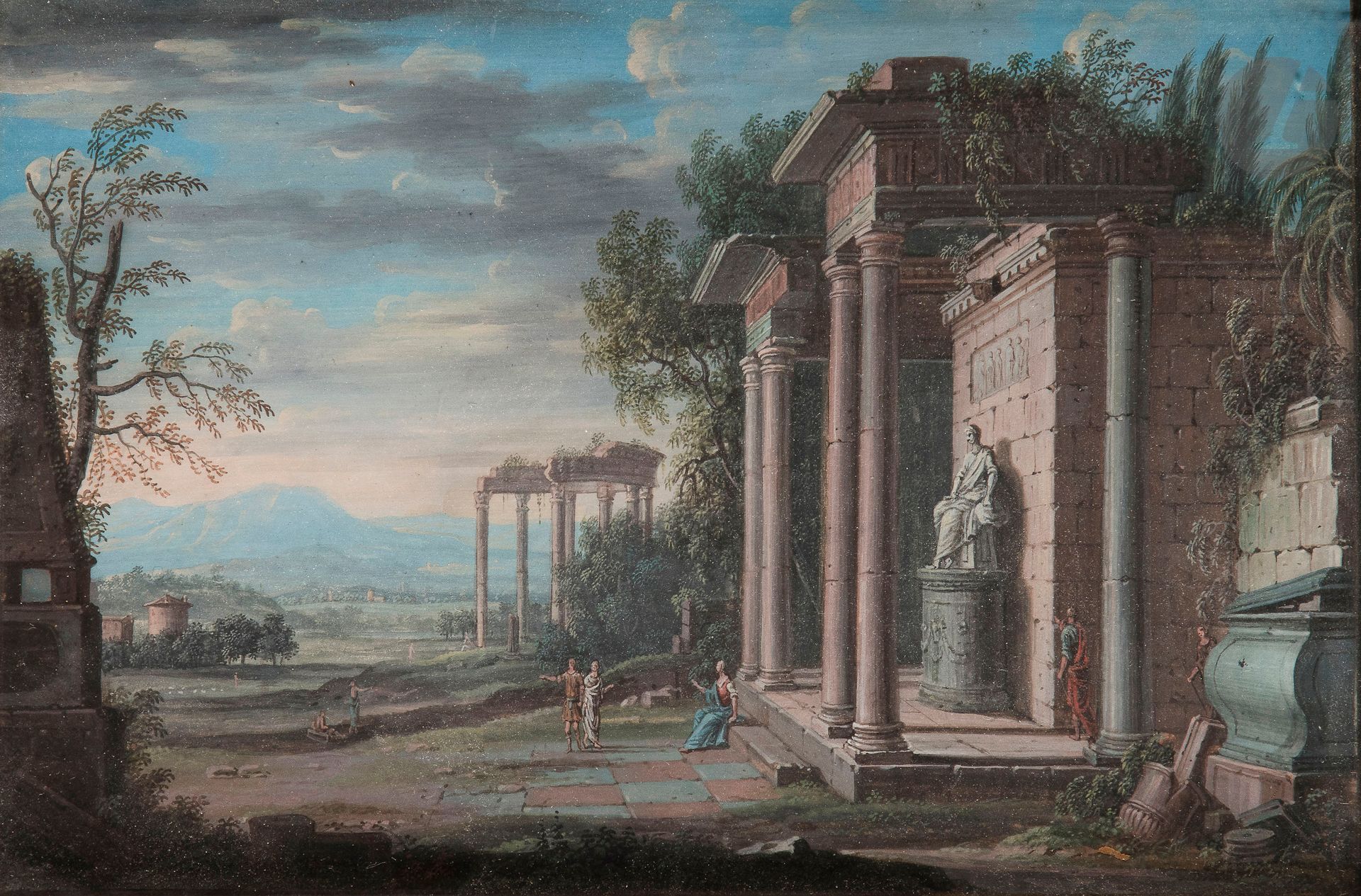 ÉCOLE FRANÇAISE du XVIIe siècle

Ruines animées

Gouache.

12,5 x 17,5 cm