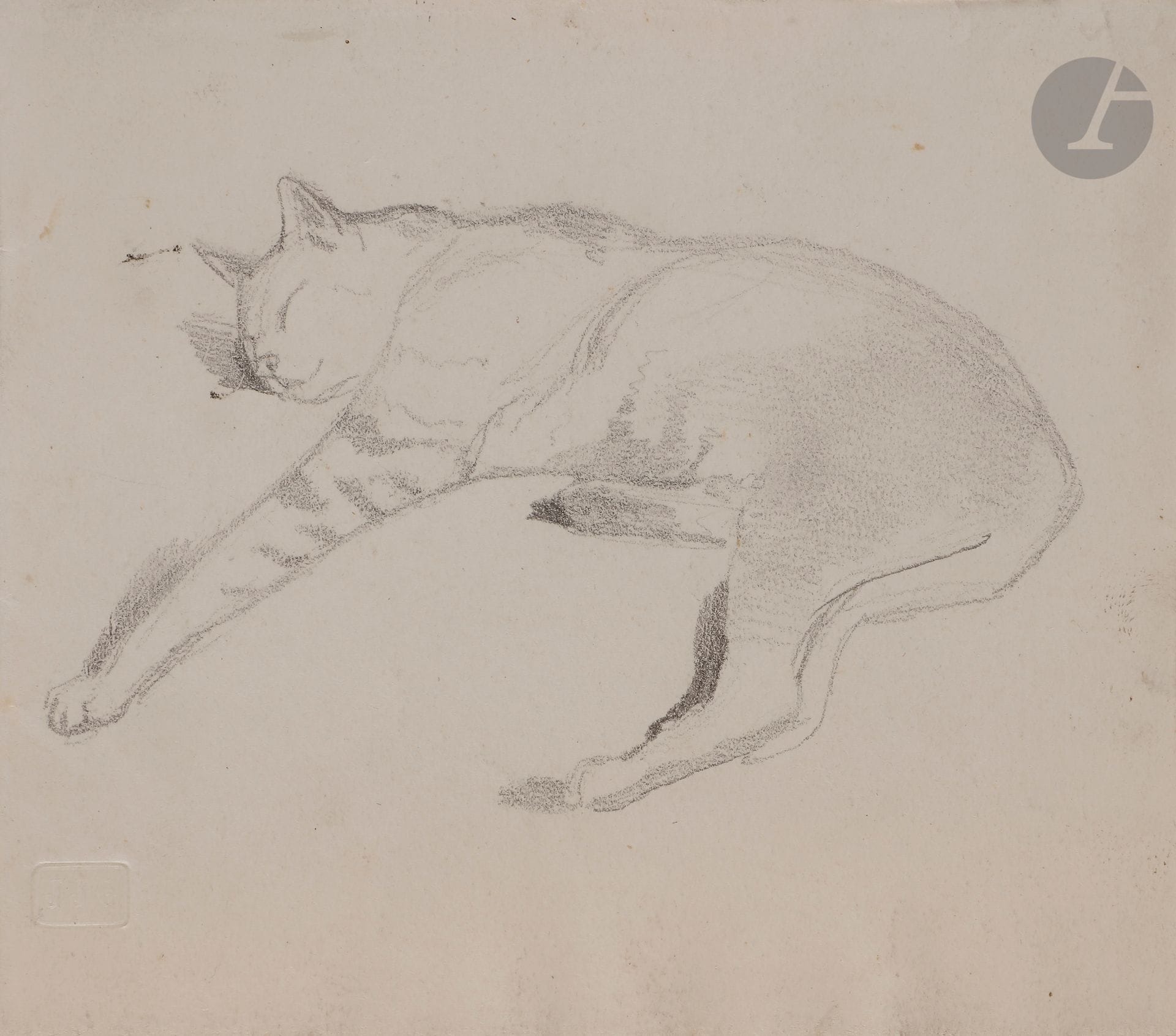 Jean Ignace Isidore GRANDVILLE (Nancy 1803 - Vanves 1847)

3 études de chat et un cheval

Crayon noir.

Cachet d’atelier à sec sur chaque dessin (Lugt 1478).

(Quelques taches).

12 x 14 cm - 8 x 10,5 cm - 6,5 x 9,5 cm - 7 x 7,5 cm
