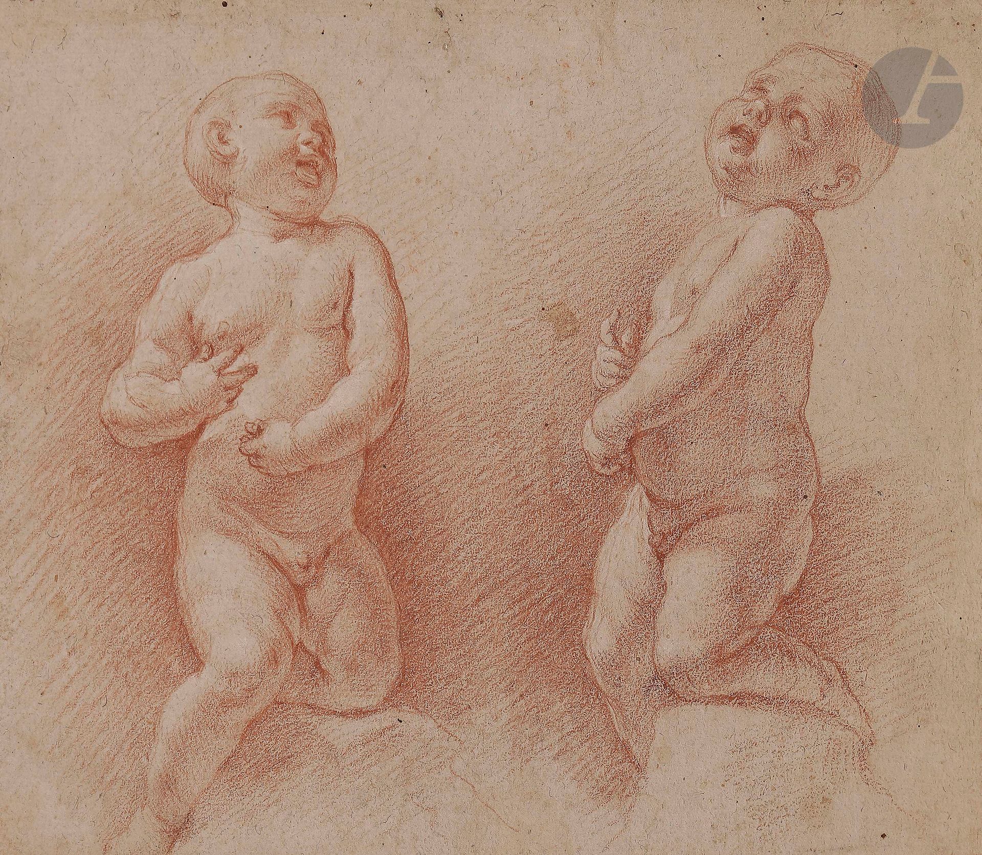 ÉCOLE FRANÇAISE du XVIIe siècle

Deux études d’enfants nus

Sanguine sur papier beige.

(Petites taches, collé en plein sur son montage).

20,2 x 23,8 cm
