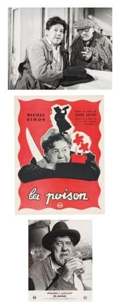 [Sacha GUITRY]
36 Photographies du film La Poison, 1951. Tirages argentiques, formats divers, la plupart 24 x 30 cm (petits défauts à qqs photos). 4 photographies de tournage (Guitry avec Michel Simon, avec Lana Marconi); 19 photographies d'exploitation à la marque de Gaumont; photogrammes du film. On joint un tract et un dépliant publicitaires, et la plaquette promotionnelle illustrée, édités par Gaumont. ABO p. 198-203.