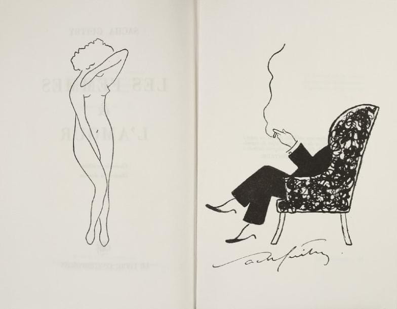 Sacha GUITRY
Les Femmes & l'amour. Causerie familière illustrée à dessein (Le Livre contemporain, 1959). In-8 en feuilles sous chemise et étui de l'éditeur. Édition originale, un des 100 exemplaires de luxe (n° 4).