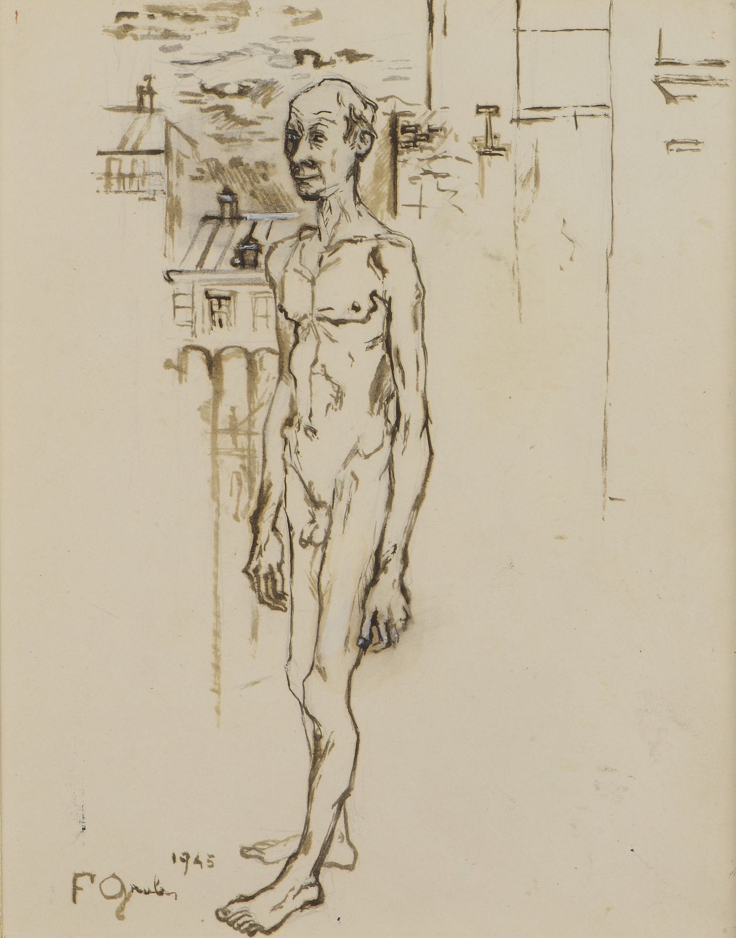
Francis GRUBER (1912-1948)

L'Etranger, 1945


Encre, lavis d'encre et rehauts de gouache.


Signée et datée en bas à gauche.


31 x 24 cm



Notre œuvre est le dessin préparatoire pour l'illustration du Spleen de Paris de Charles Baudelaire, publié en 1954 aux Éditions du Grenier à Sel.



Nous remercions Madame Catherine Gruber Bernad, fille de l'artiste, pour les informations qu'elle nous a transmises.
