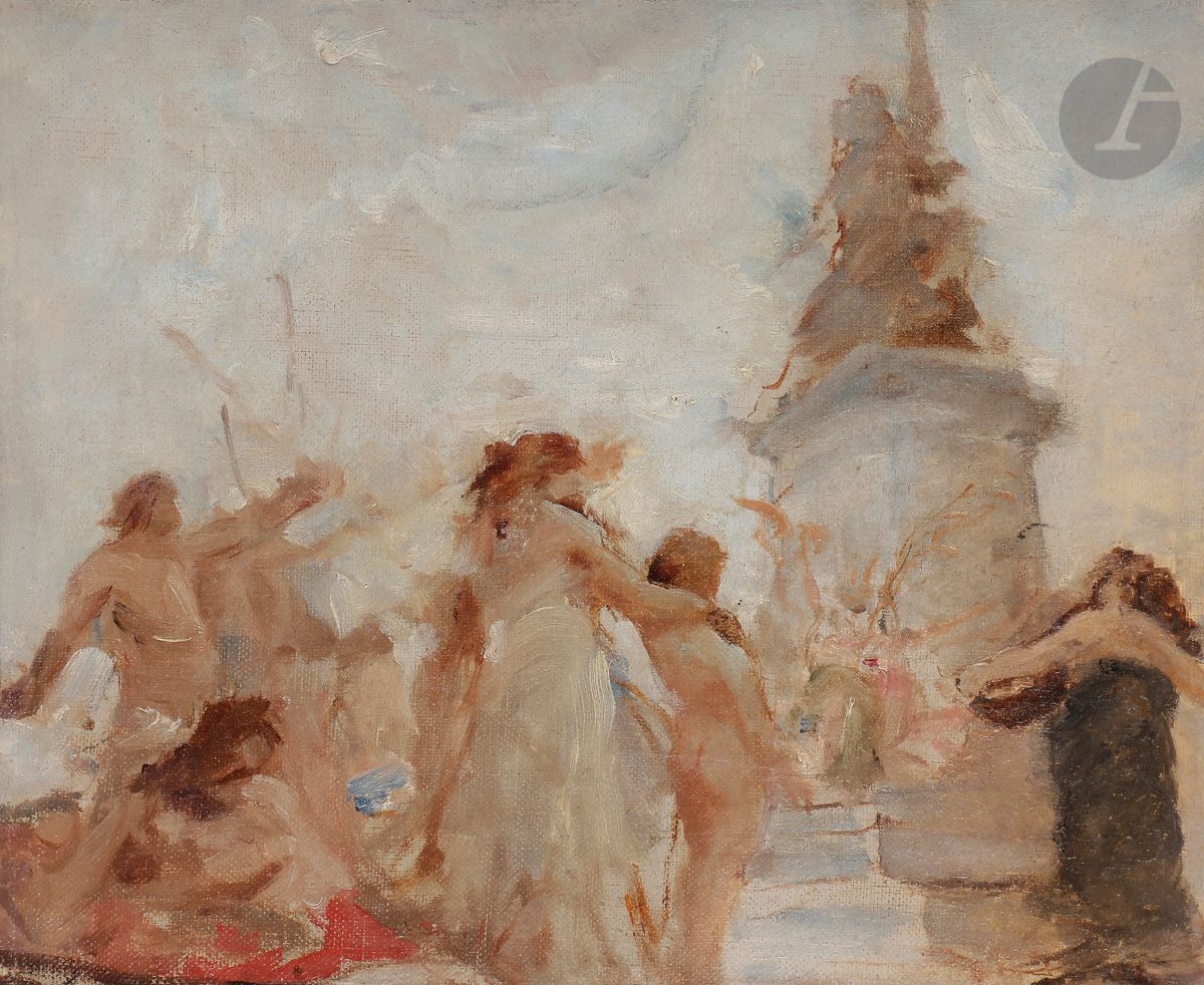 Georges MOREAU de TOURS (Ivry-sur-Seine 1848 - Bois-le-roi 1901)
Allégorie de la Republique
Toile
Tampon au revers de la toile de la succession Moreau de Tours, mars 1927
26 x 32 cm