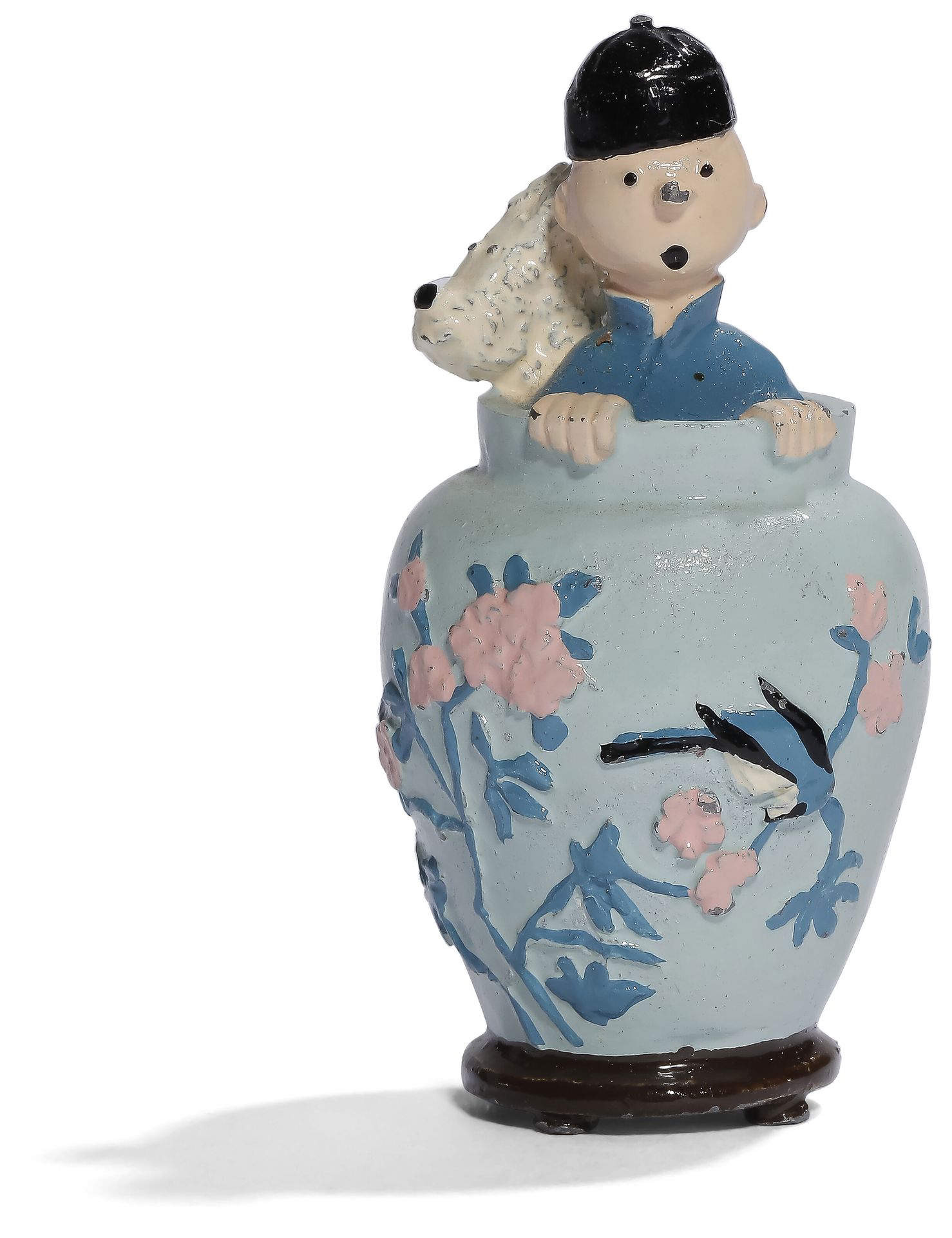 
PIXI, HERGE, Les Aventures de Tintin, figurine Le Lotus bleu , La 1ère potiche, sans numéro. Avec certificat. Sans boîte. H : 4,7 cm
