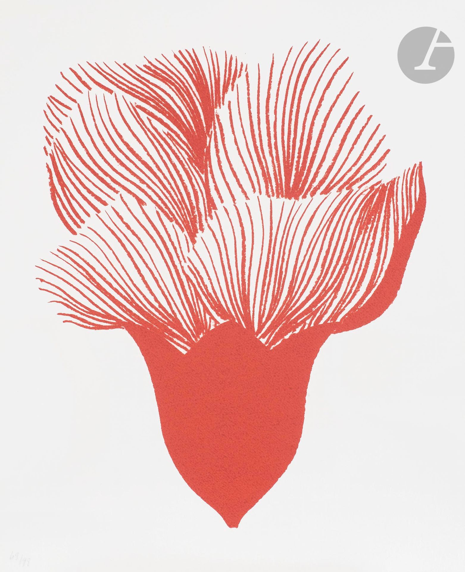 Najia MEHADJI (France-Maroc, née en 1950)
Fleur de grenade, 2004
Lithographie.
Signée et numérotée 56/99.
41 x 33 cm

Lithograph.
Signed and numbered 56/99.

Provenance :
Don de l'artiste.