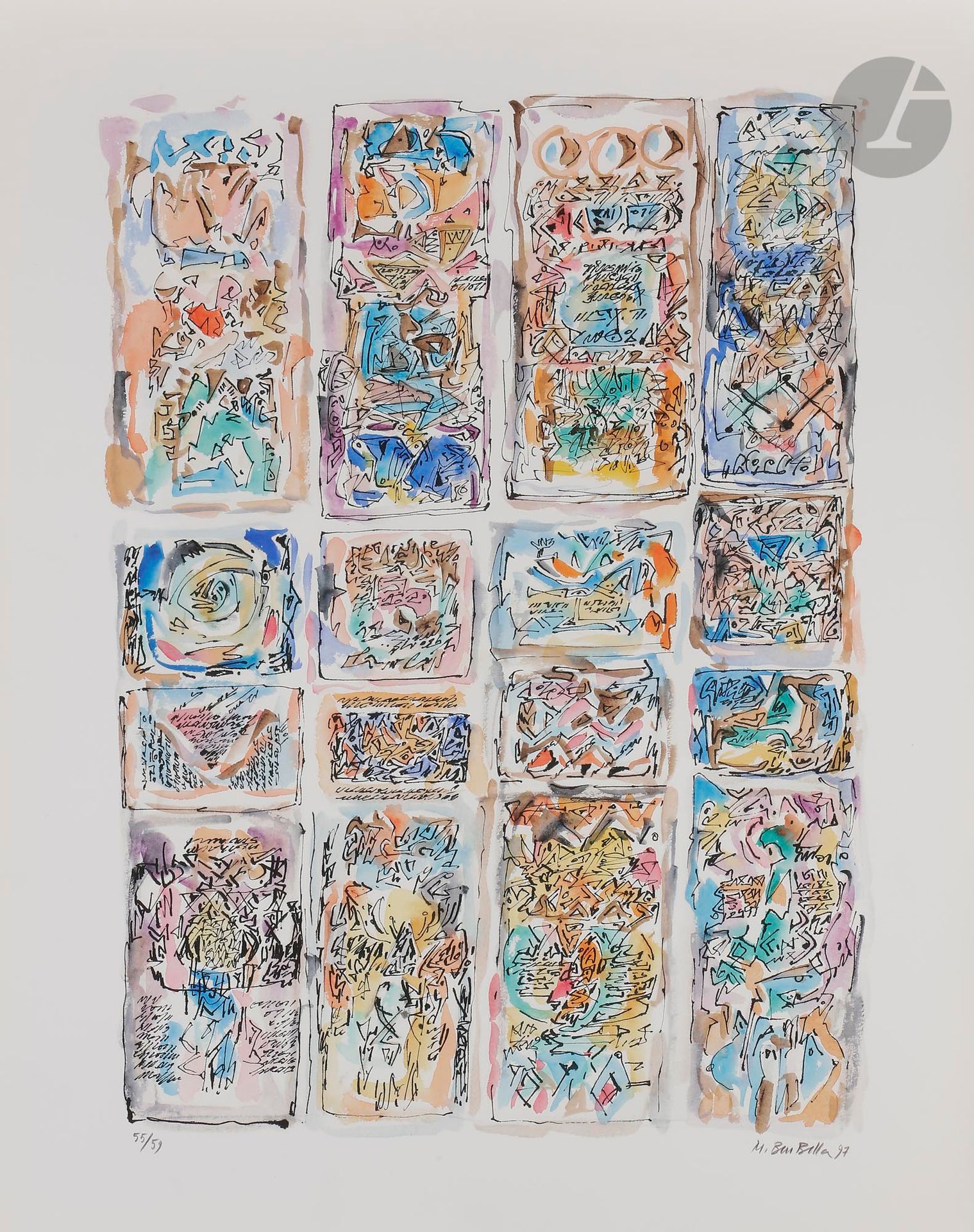Mahjoub BEN BELLA (Algérie-France, 	1946-2020)
Scarabée 2, 1997
Sérigraphie.
Signée, datée et numérotée 55/59.
65 x 50 cm

Screen print.
Signed, dated and numbered 55/59.

Provenance :
Don de la famille de l'artiste.