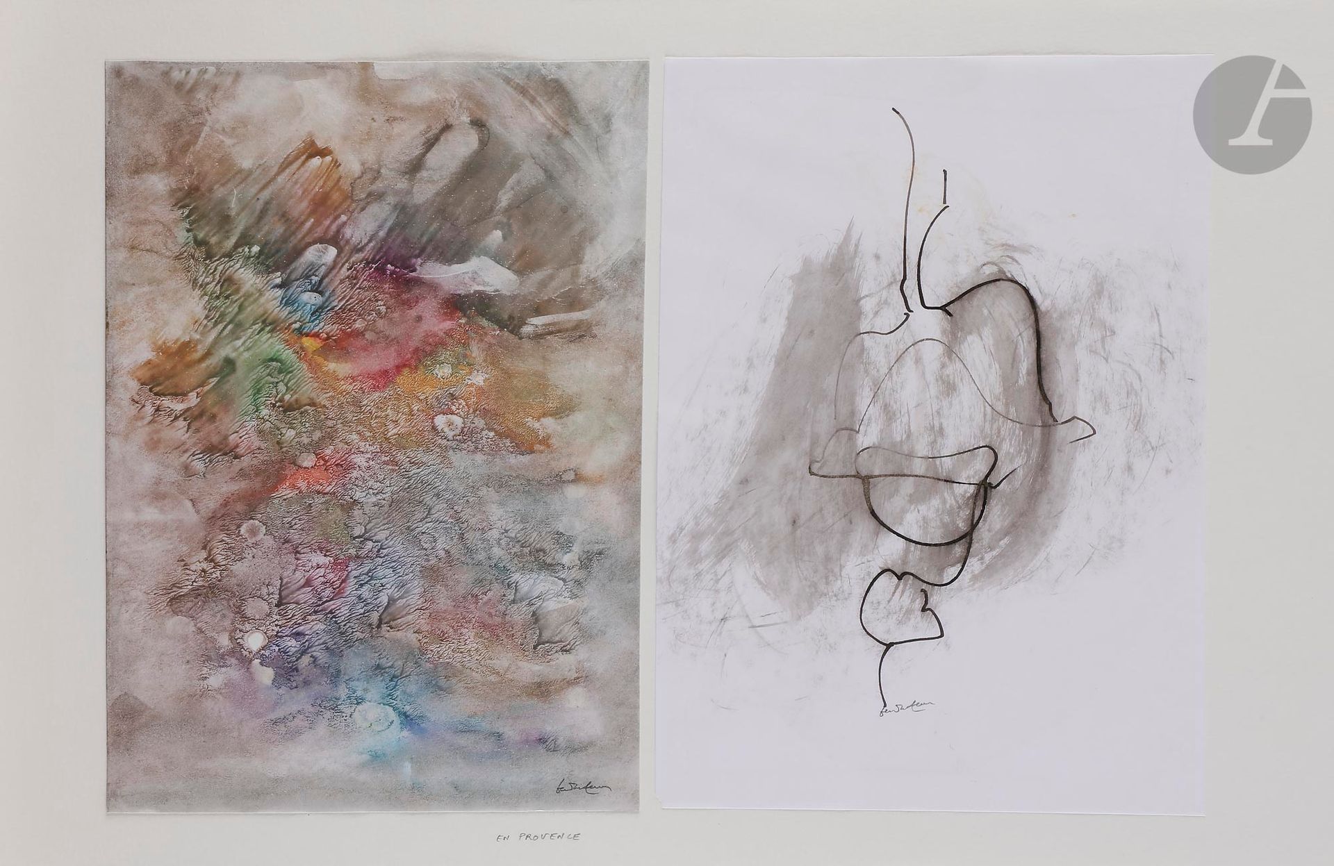 Abdallah BENANTEUR (Algérie-France, 1931-2017)
En Provence, 2002
Aquarelle et crayon. - Diptyque.
Signé et titré.
27,5 x 40 cm

Watercolour and pen. - Diptych.
Signed and titled. 

Provenance :
Don de Claude et France Lemand.