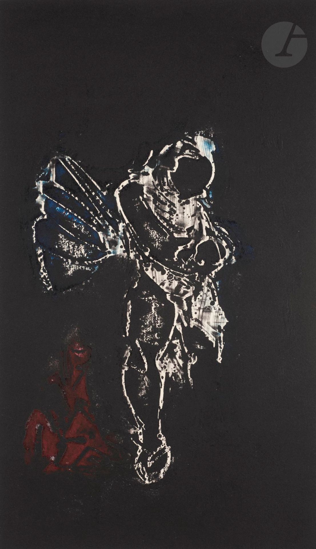 Abdallah BENANTEUR (Algérie-France, 1931-2017)
L'Ange d'Ivry, 1974
Eau-forte sur zinc.
Signée, titrée et numérotée 2/75.
35 x 20 cm

Zinc plate etching.
Signed, titled and numbered 2/75.

Bibliographie :
Claude Lemand, Benanteur, Œuvres graphiques, Volume 2, Paris, 2005, p. 58.

Provenance :
Don de Claude et France Lemand.