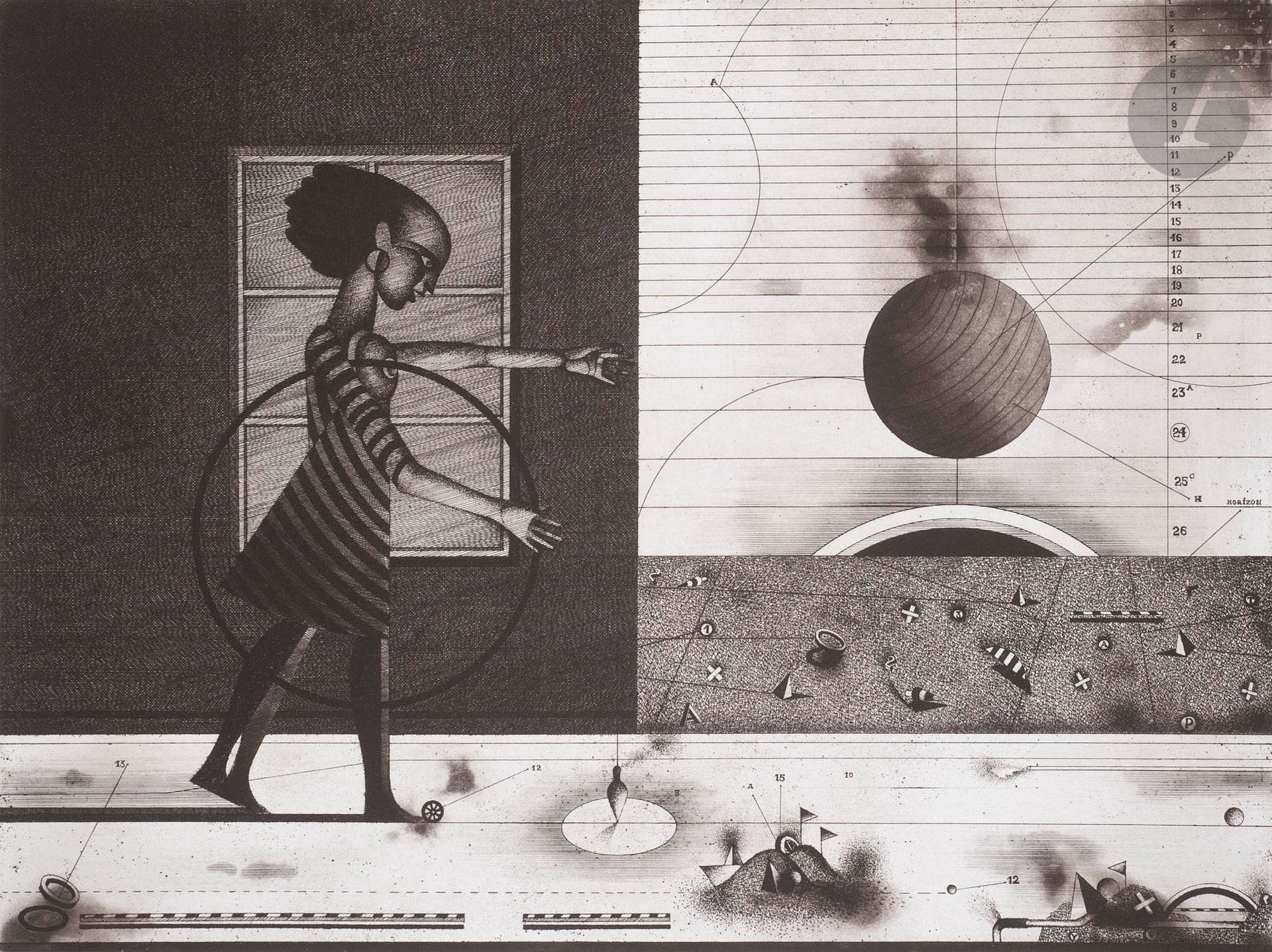 ASSADOUR (Liban-France, né en 1943)
Jeux, 1977
Eau-forte et aquatinte.
Signée, datée, titrée et numérotée 7/75.
50 x 65 cm

Etching and aquatint.
Signed, dated, titled and numbered 7/75.

Provenance :
Don de l'artiste.