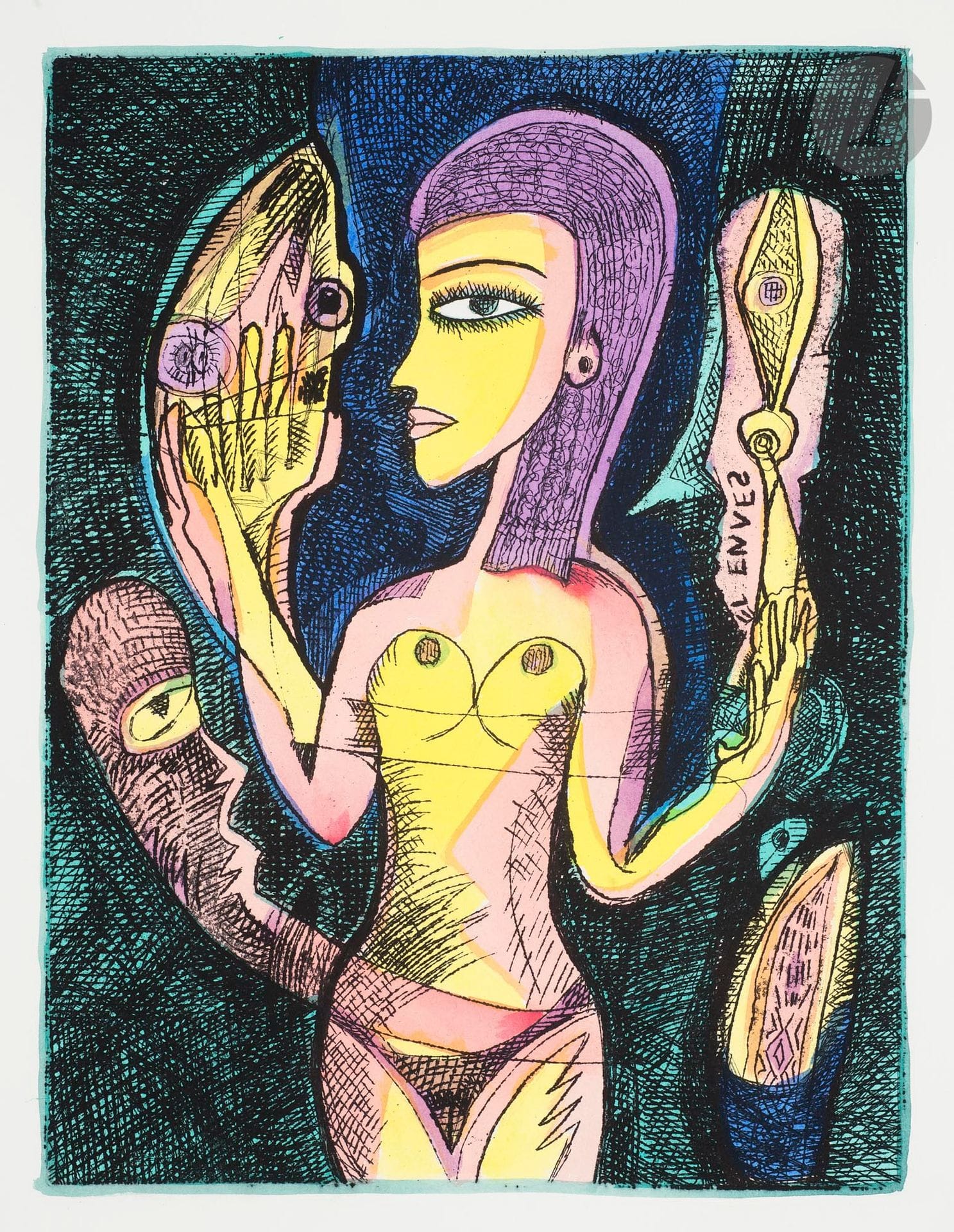 Mario MURUA (Chili - France, né en 1952)
El envés, 2005
Eau-forte et aquarelle.
Signée, datée, titrée et numérotée 6/40.
40 x 30 cm

Etching and watercolour.
Signed, dated, titled and numbered 6/40.

Provenance :
Don de Claude et France Lemand.