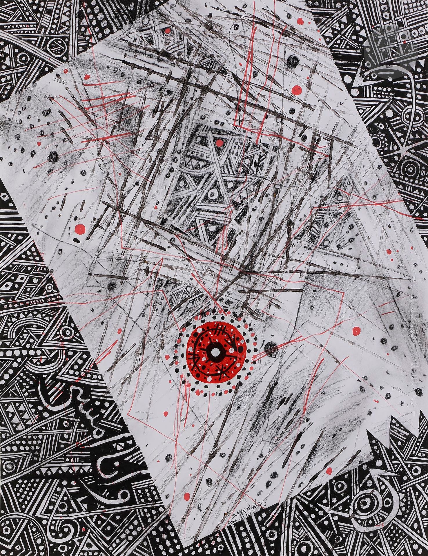 Denis MARTINEZ (Algérie-France, né en 1941)
Et moi je marche 6, 2020
Acrylique et crayon gras sur papier canson.
Signée et datée en pied.
Signée, datée et titrée au dos. 
65 x 50 cm

Acrylic and oil pencil on Canson paper.
Bottom signed and dated.
Signed, dated and titled on the back.

Provenance :
Atelier de l'artiste.