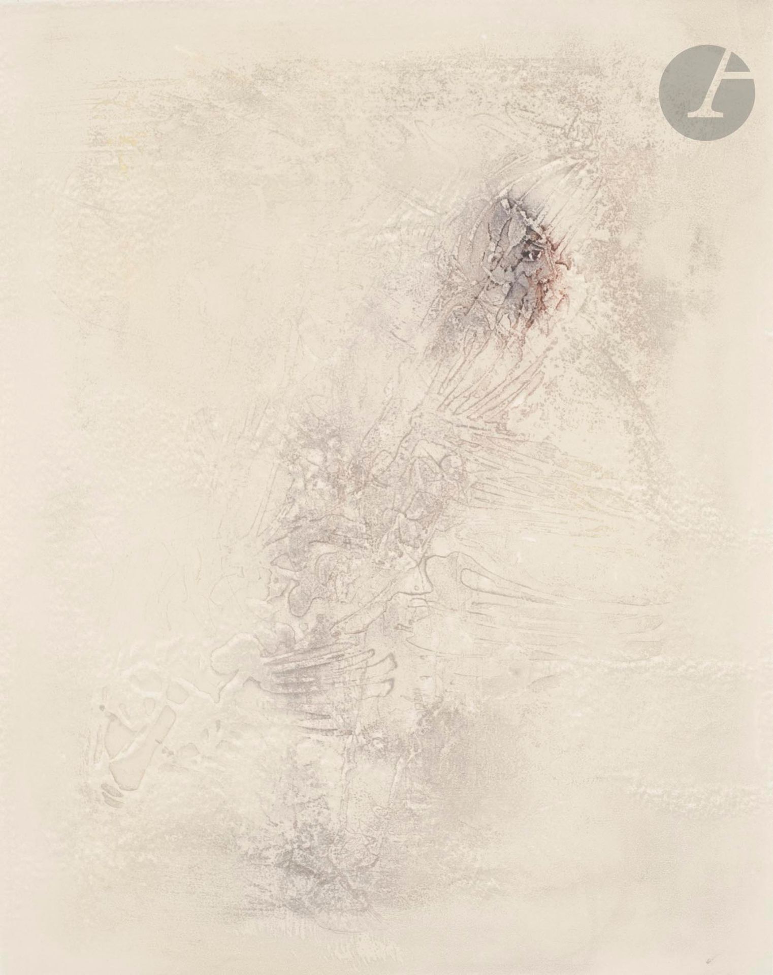 Abdallah BENANTEUR (Algérie-France, 1931-2017)
Le Guetteur, 1985
Eau-forte sur zinc.
Signée, titrée et numérotée 17/17.
26,7 x 20,9 cm

Zinc plate etching.
Signed, titled and numbered 17/17.

Bibliographie :
Claude Lemand, Benanteur, Œuvres graphiques, Volume 2, Paris, 2005, p. 92.

Provenance :
Don de Claude et France Lemand.