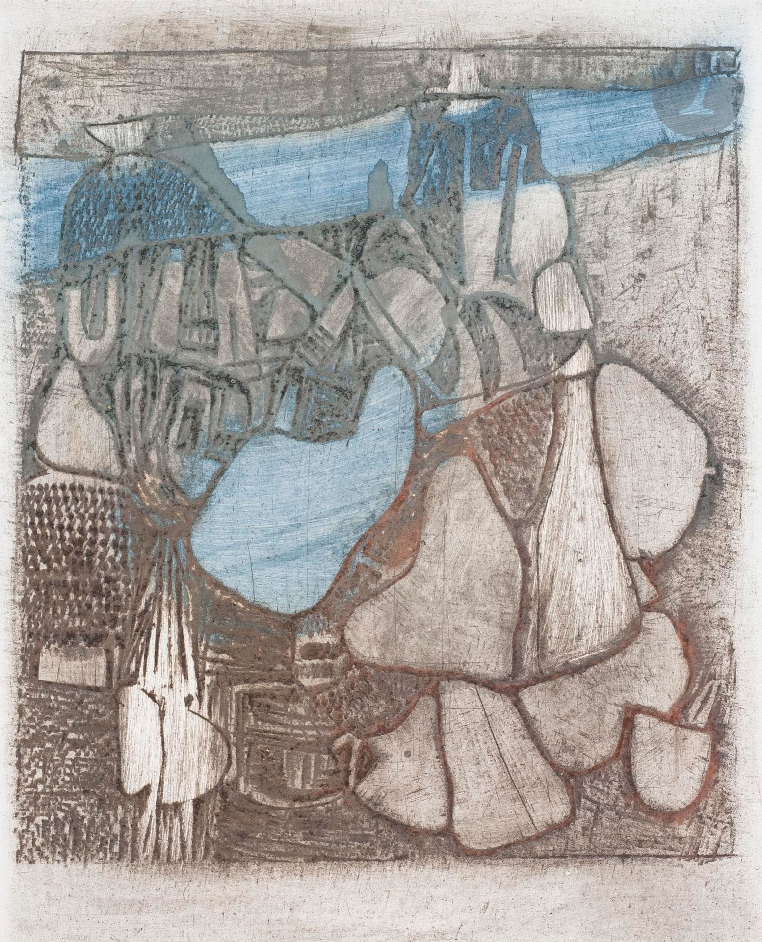 Abdallah BENANTEUR (Algérie-France, 1931-2017)
Errantes, 1969
Linogravure.
Signée, titrée et numérotée 8/75.
30 x 24,5 cm

Linocut.
Signed, titled and numbered 8/75.

Bibliographie :
Claude Lemand, Benanteur, Œuvres graphiques, Volume 2, Paris, 2005, p. 6.

Provenance :
Don de Claude et France Lemand.