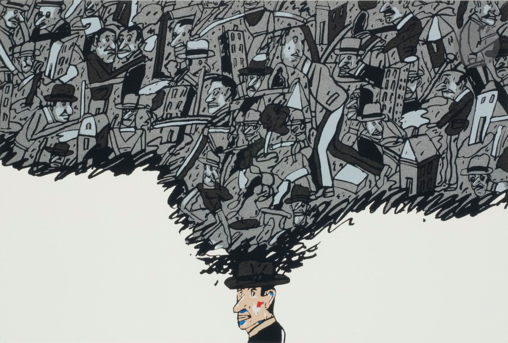 Antonio Seguí (Argentine-France, né en 1934)
Pensando mucho, 1984-2008
Sérigraphie.
Signée, datée et annotée E.A.
50 x 70 cm

Screen print.
Signed, dated and annotated E.A. 

Provenance :
Don de l'artiste.
