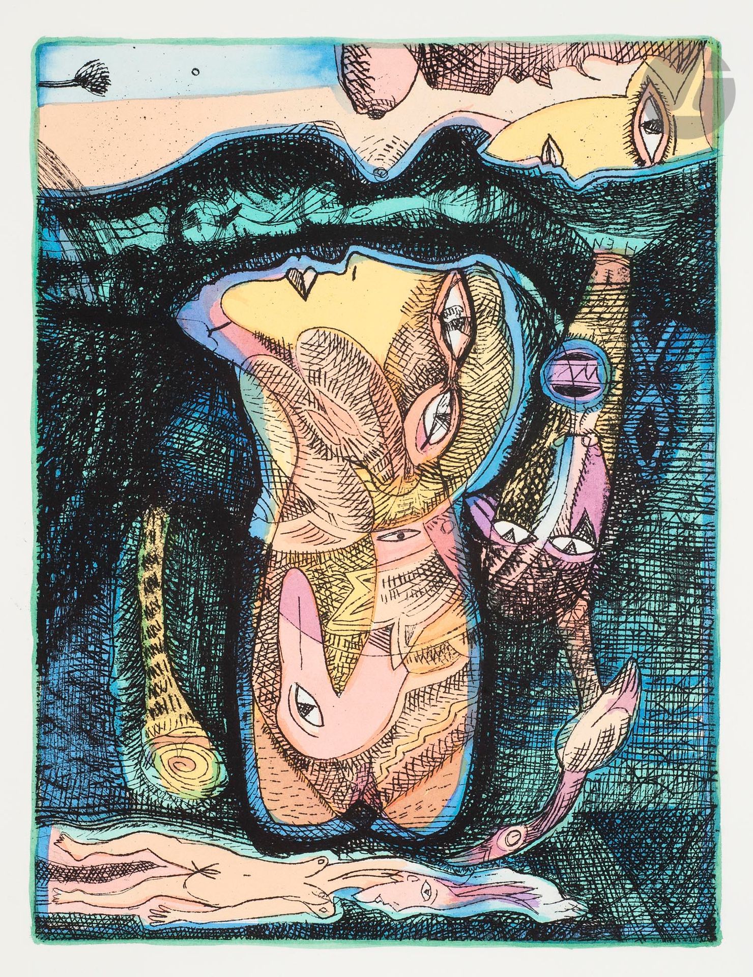 Mario MURUA (Chili - France, né en 1952)
Selva, 2005
Eau-forte et aquarelle.
Signée, datée, titrée et numérotée 6/40.
40 x 30 cm

Etching and watercolour.
Signed, dated, titled and numbered 6/40.

Provenance :
Don de Claude et France Lemand.