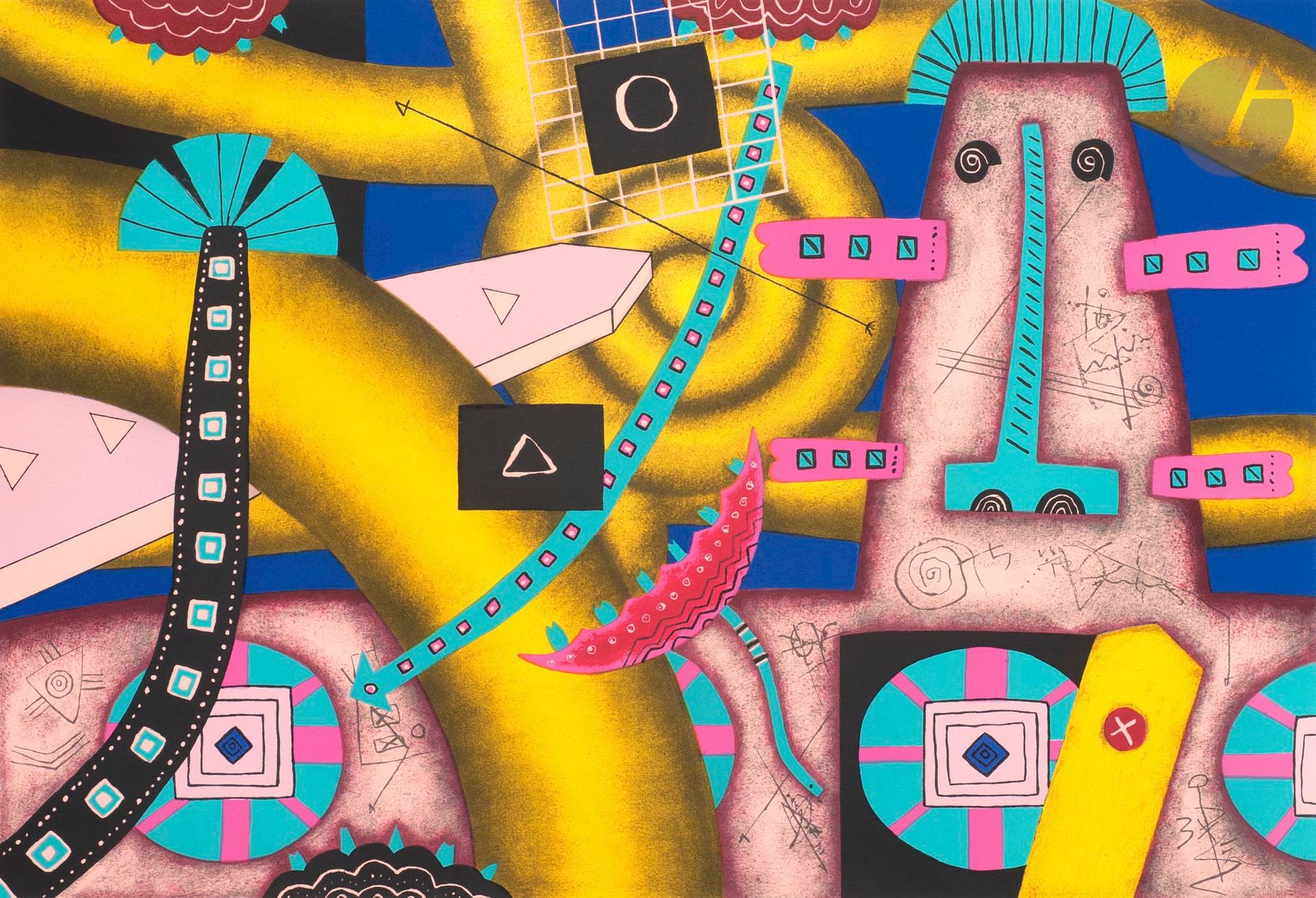 Manabu KOCHI (Japon-France, né en 1954)
Spiritualité 2. La totalité de la valeur spirituelle, 1991
Lithographie sur papier Arches.
Signée, datée, titrée et numérotée 112/120.
76 x 56 cm

Lithograph on Arches paper.
Signed, dated, titled and numbered 112/120.

Bibliographie :
- Kochi, La révélation de l'énergie, Claude Lemand, Paris, 1991, p. 43.
- Kochi, Works, Gallery Okinawa, Tokyo, 1997, p. 54.

Provenance :
Don de Claude et France Lemand.