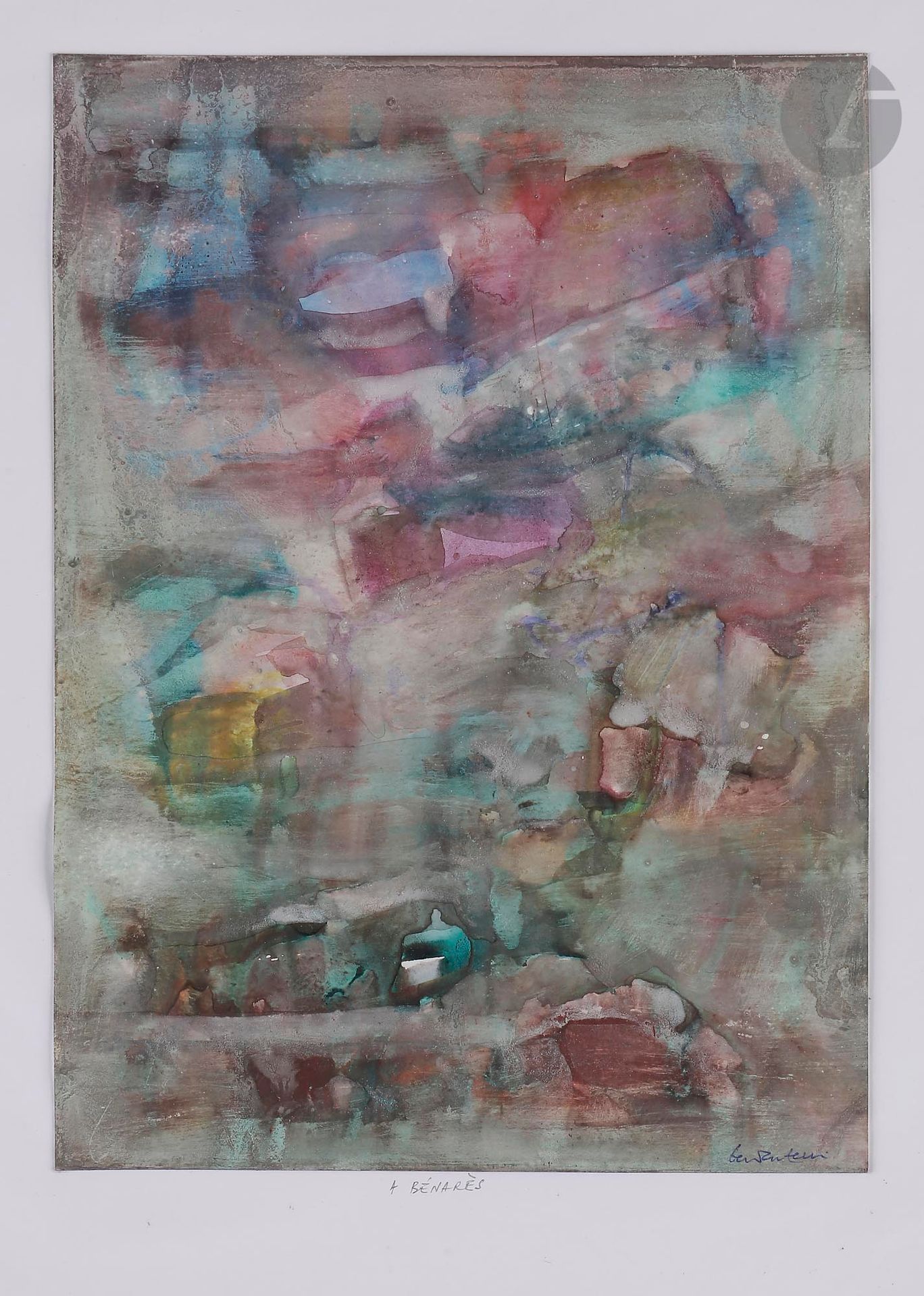 Abdallah BENANTEUR (Algérie-France, 1931-2017)
A Bénarès, 1998
Aquarelle sur papier fort.
Signée et titrée.
22 x 16 cm

Watercolour on heavy paper. 
Signed and titled. 

Provenance :
Don de Claude et France Lemand.