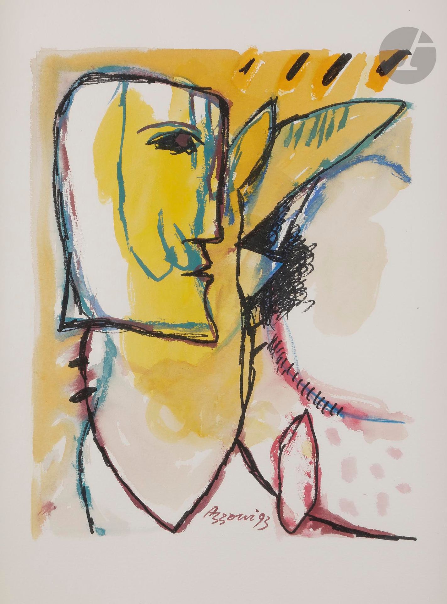 Dia AL-AZZAWI (Iraq - Royaume-Uni, né en 1939)
Al-Châbbi, Chant de la Vie 1, 1993
Gouache.
Signée et datée en pied.
32 x 25 cm

Gouache. 
Bottom signed and dated.

Provenance :
Don de Claude et France Lemand.