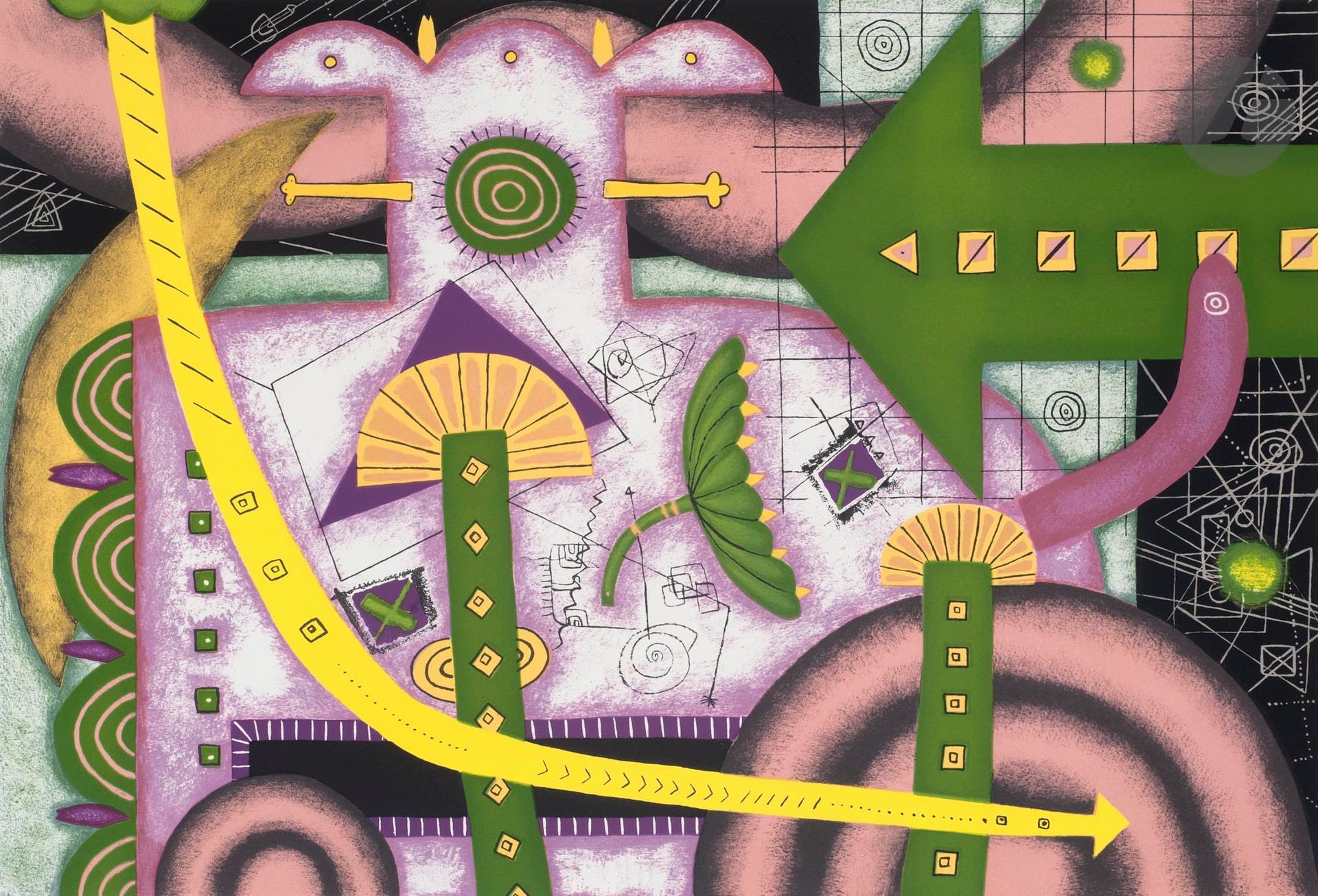 Manabu KOCHI (Japon-France, né en 1954)
Spiritualité 1. L'ouverture continuelle de son esprit, 1991
Lithographie sur papier Arches.
Signée, datée et numérotée 75/120.
76 x 56 cm

Lithograph on Arches paper.
Signed, dated and numbered 75/120. 

Bibliographie :
- Claude Lemand, Kochi, La révélation de l'énergie, Paris, 1991, p. 41.
- Kochi, Works, Gallery Okinawa, Tokyo, 1997, p. 57.

Provenance :
Don de Claude et France Lemand.