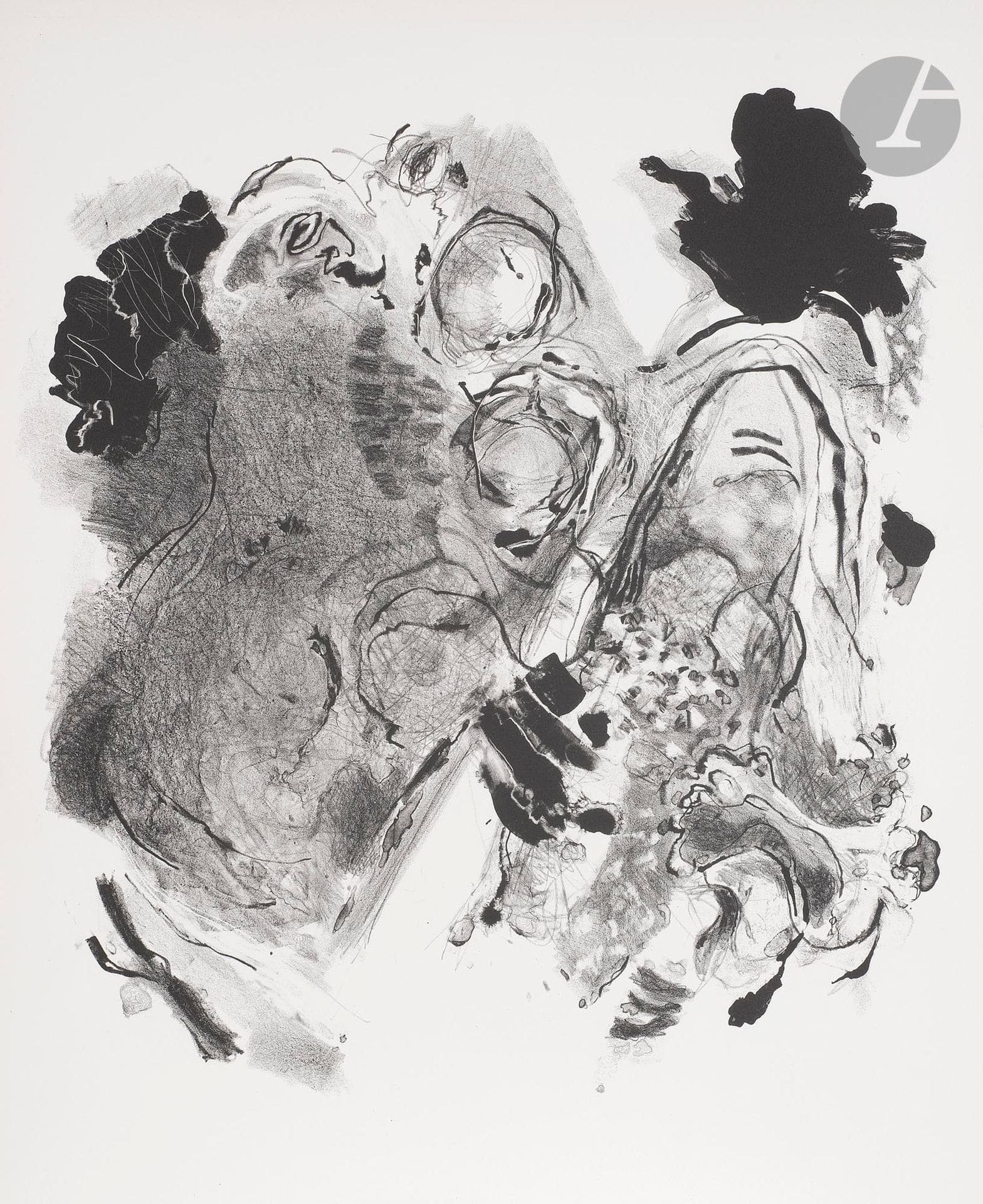 Shafic ABBOUD (Liban-France, 1926-2004)
La Fiancée noire ou L'Alchimiste et la Bohémienne, 1969
Lithographie.
Signée et numérotée 22/30.
65 x 50 cm

Lithograph.
Signed and numbered 22/30.

Bibliographie :
Shafic Abboud, Claude Lemand, Paris, 2006, p. 310.

Provenance :
Don de Christine Abboud.