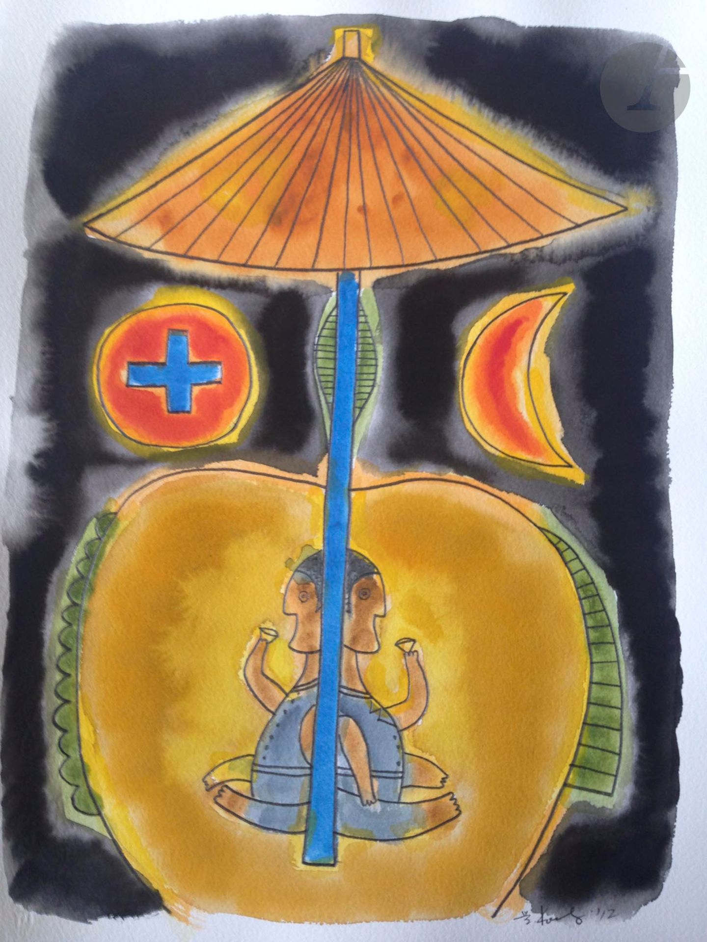 Manabu KOCHI (Japon-France, né en 1954)
Basho, Haiku 7. L'automne profond. Quant à mon voisin, que fait. Donc cet homme au juste ? 2012
Aquarelle sur papier Arches.
Signée et datée.
38 x 28 cm

Watercolour on Arches paper.
Signed and dated. 

Provenance :
Don de Claude et France Lemand.