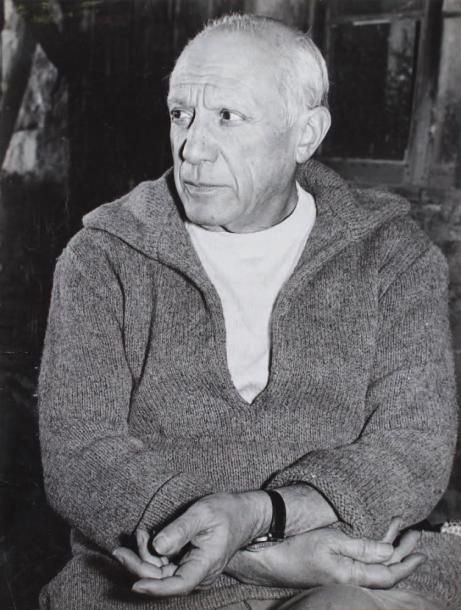 André Villers (né en 1930)
Pablo Picasso à Vallauris, 1954. Epreuve argentique d'époque. 50 x 39 cm. 