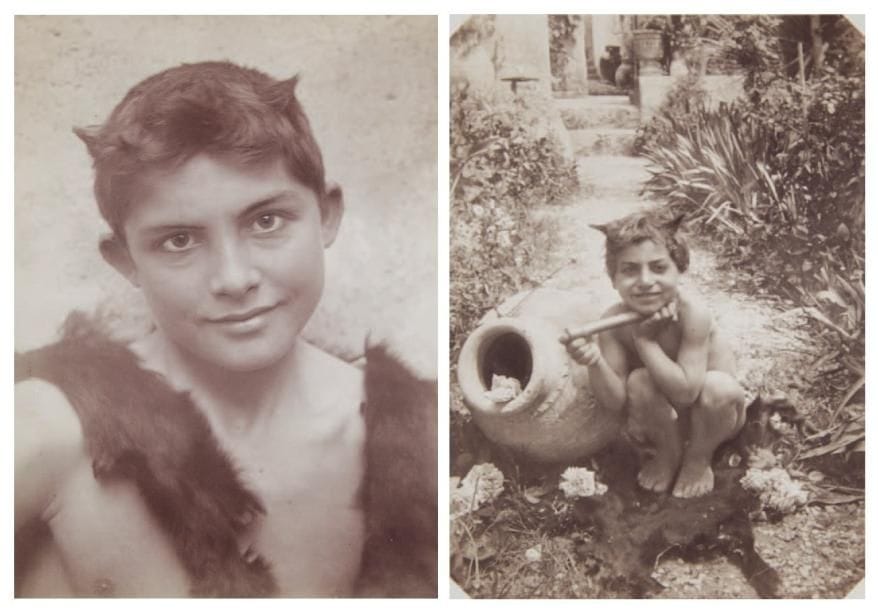 Wilhelm Von Gloeden (1856-1931)
Le pan. Taormina, 1904-1905. Deux épreuves argentiques d'époque. Tampon Von Gloeden daté 2 avril 1904 et 21 février 1905, numéros de référence 59 et 1440 aux versos. Formats : 26,2 x 20,2 et 31 x 41,3 cm avec les marges. 