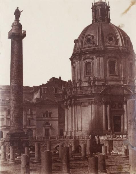 Rome, c. 1855. Forum et Colonne Trajane. Epreuve sur papier salé verni. 26,3 x 20,5 cm. 