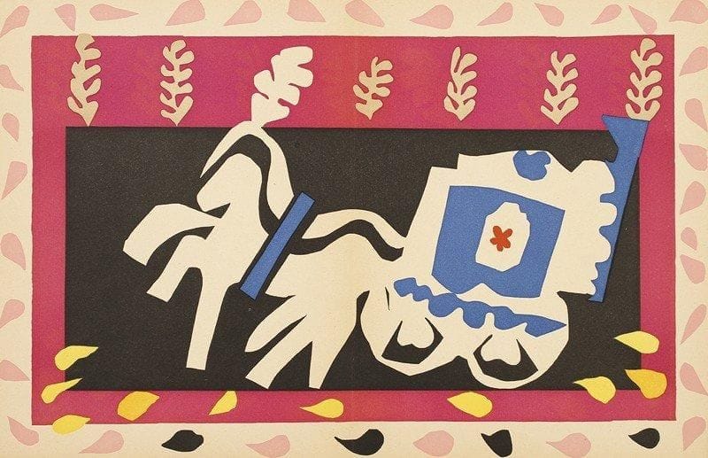 MATISSE (Henri)
Jazz. S. l., Gerd Hatje, n. d. [circa 1947]. In-8° en feuilles, sous chemise illustrée de l'éditeur. Prospectus du seul ouvrage à la fois écrit et illustré par MATISSE, orné de deux illustrations en couleurs. Exemplaire signé par MATISSE sur le titre.  
