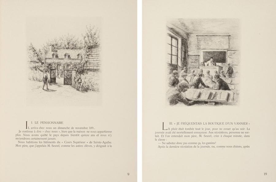 ALAIN-FOURNIER
Le Grand Meaulnes. Paris, Émile-Paul, 1946. In-4, maroquin janséniste chamois, dos à 4 nerfs, tête dorée, couverture et dos, étui (Reliure postérieure).
