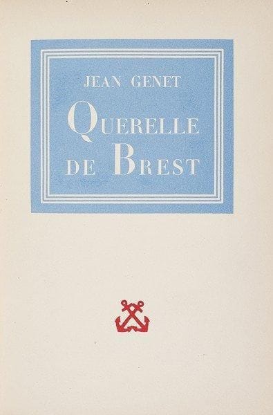 Jean GENET
Querelle de Brest. S.l. n.n, 1947. Grand in-8, demi-chagrin gris à bandes avec pièces mosaïquées au dos, tête dorée, couverture et dos (Reliure de l'époque). Seconde édition parue la même année que l'édition originale, tirée à 1850 exemplaires.Reliure frottée.
