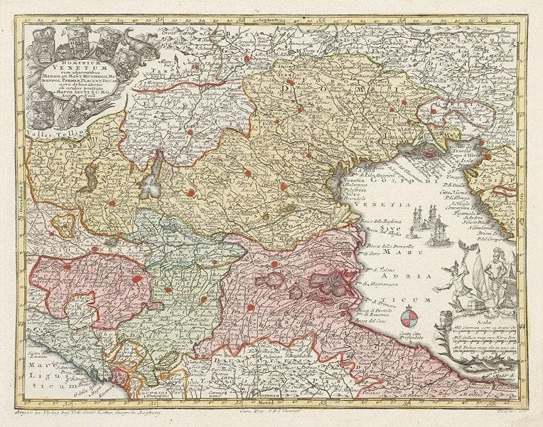 [ATLAS - SEUTTER (Matthias)]
« Atlas Minor ». Augsbourg, Tobias Conrad Lotter, s. d. Atlas allemand du milieu du XVIIIe s. [circa 1744] en un volume in-4° oblong, basane souple de l'époque, titre à froid sur le premier plat.79 cartes gravées et mises en couleurs par Tobias Conrad LOTTER (sur 80).Reliure usagée ; page de titre, premiers feuillets et première carte en déficit ; mouillure.