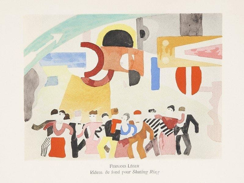 [BALLETS SUEDOIS] Les Balles Suédoisdans l'art contemporain. Texte de FOKINE, de MARE, TUGAL, etc. Contributions de Claudel, Cendrars, Cocteau, Milhaud, Pirandello, Roland-Manuel, etc. Paris, Ed. du Trianon, 1931. Ouvrage se composant de 200 pages de texte suivies de 64 planches en héliogravure et d'une suite de 14 planches volantes en couleurs de BONNARD, CHIRICO, COLIN, LEGER, LAPRADE, STEINLEIN, etc.. Fort in-8, broché, étui (quelques accidents).