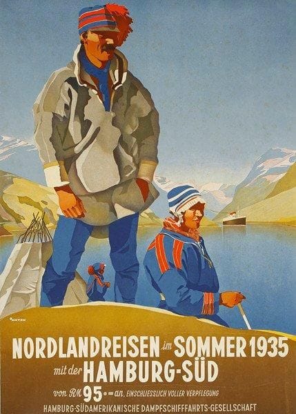 ANTON
Nordlandreisen im sommer, 1935. Imp. Kunst im Druck, Munich Non entoilée. B.E. 84 x 60 cm.